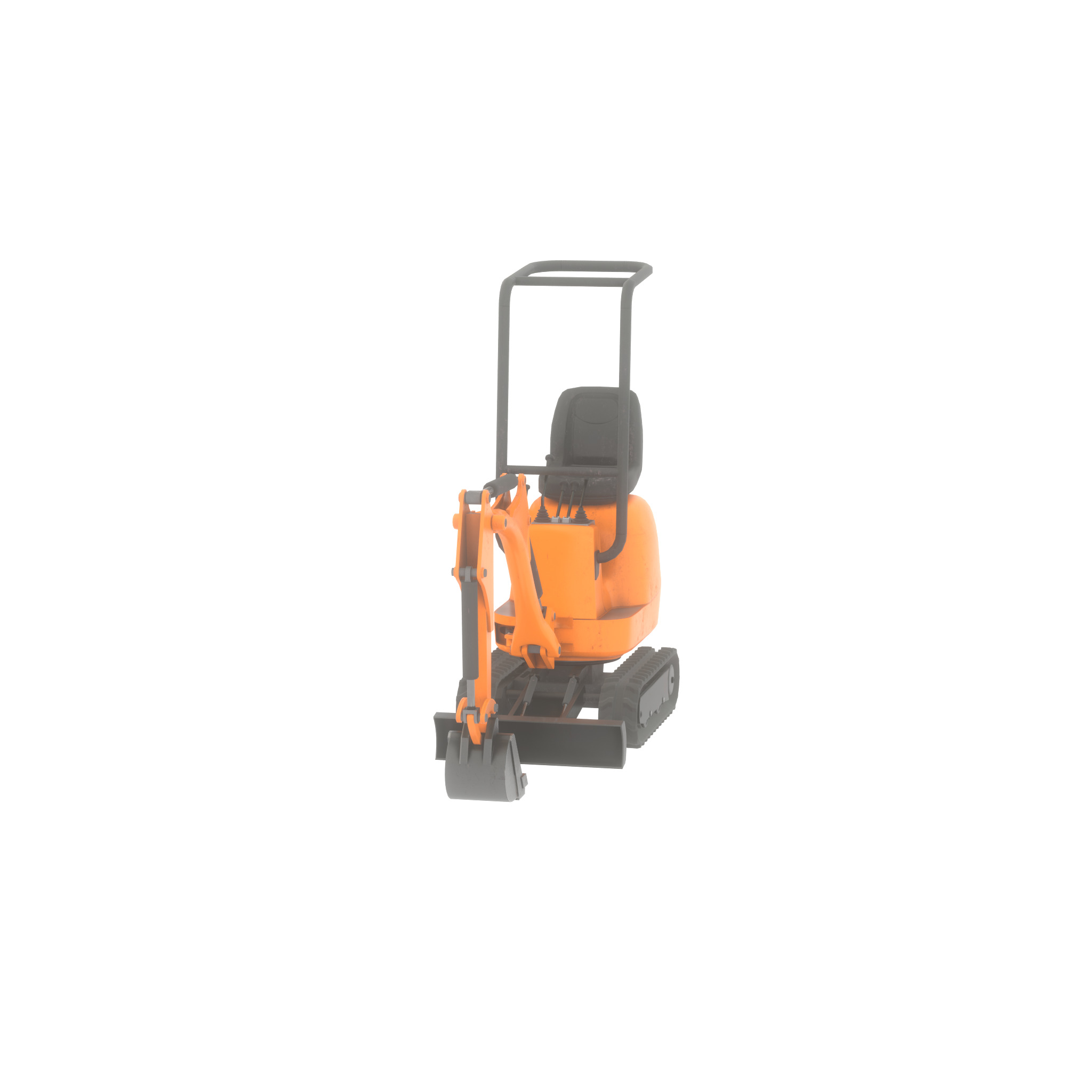 Mini-Digger Orange Low-poly 3D model_58