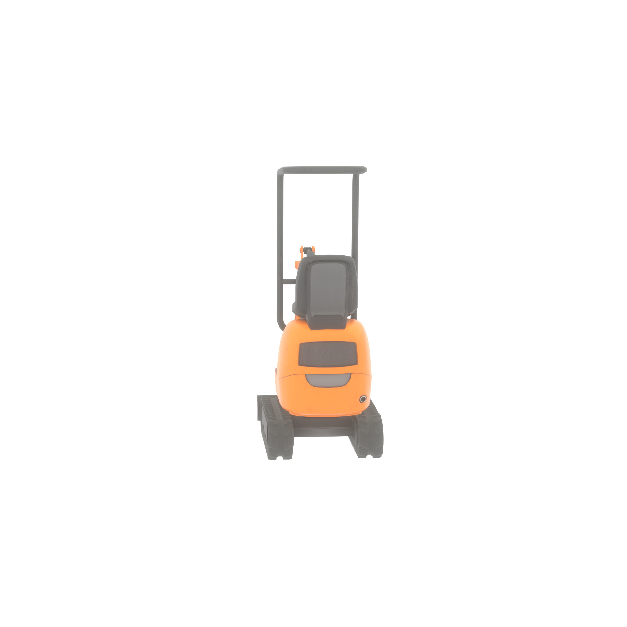 Mini-Digger Orange Low-poly 3D model_38