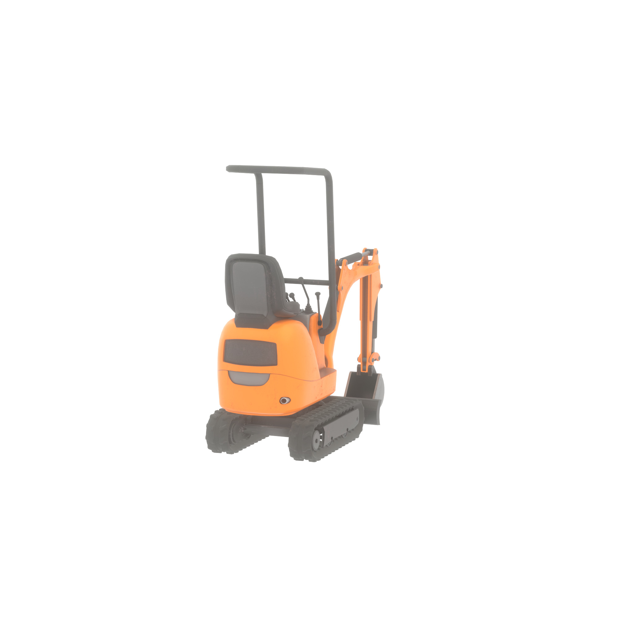 Mini-Digger Orange Low-poly 3D model_41