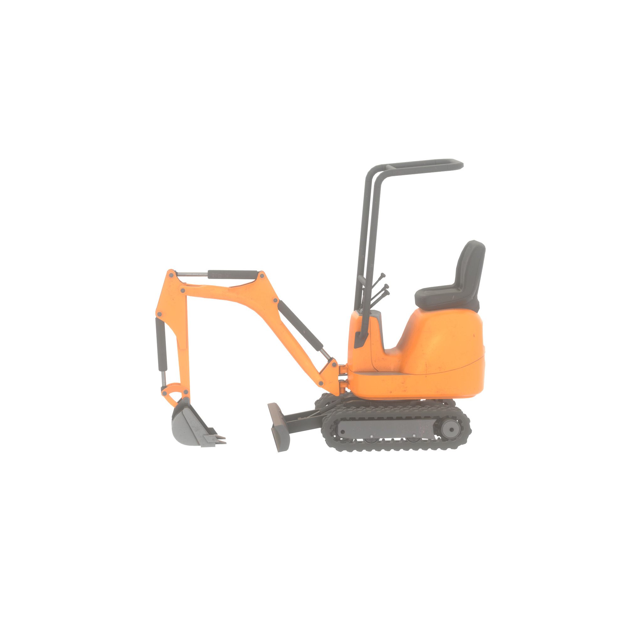 Mini-Digger Orange Low-poly 3D model_27
