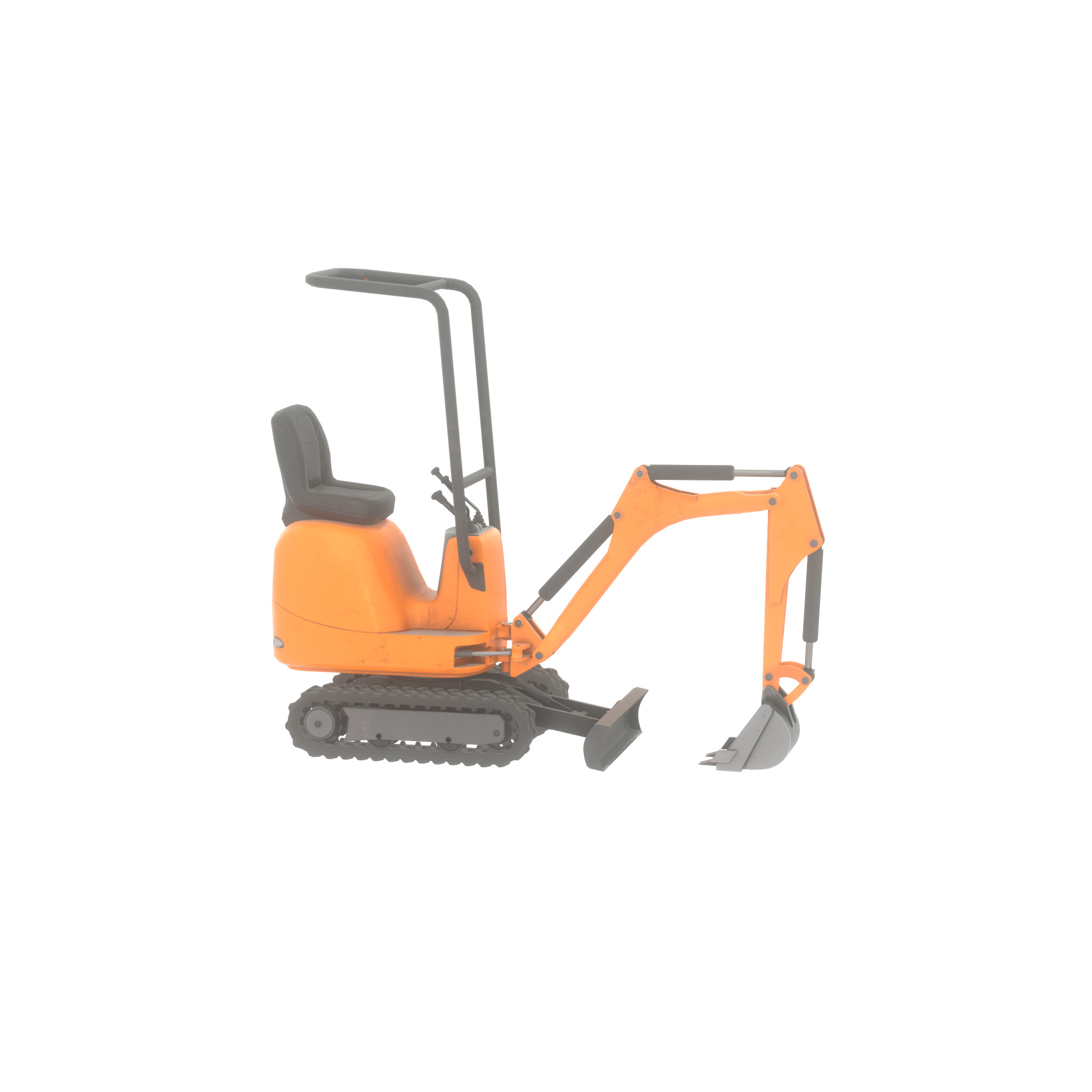 Mini-Digger Orange Low-poly 3D model_51