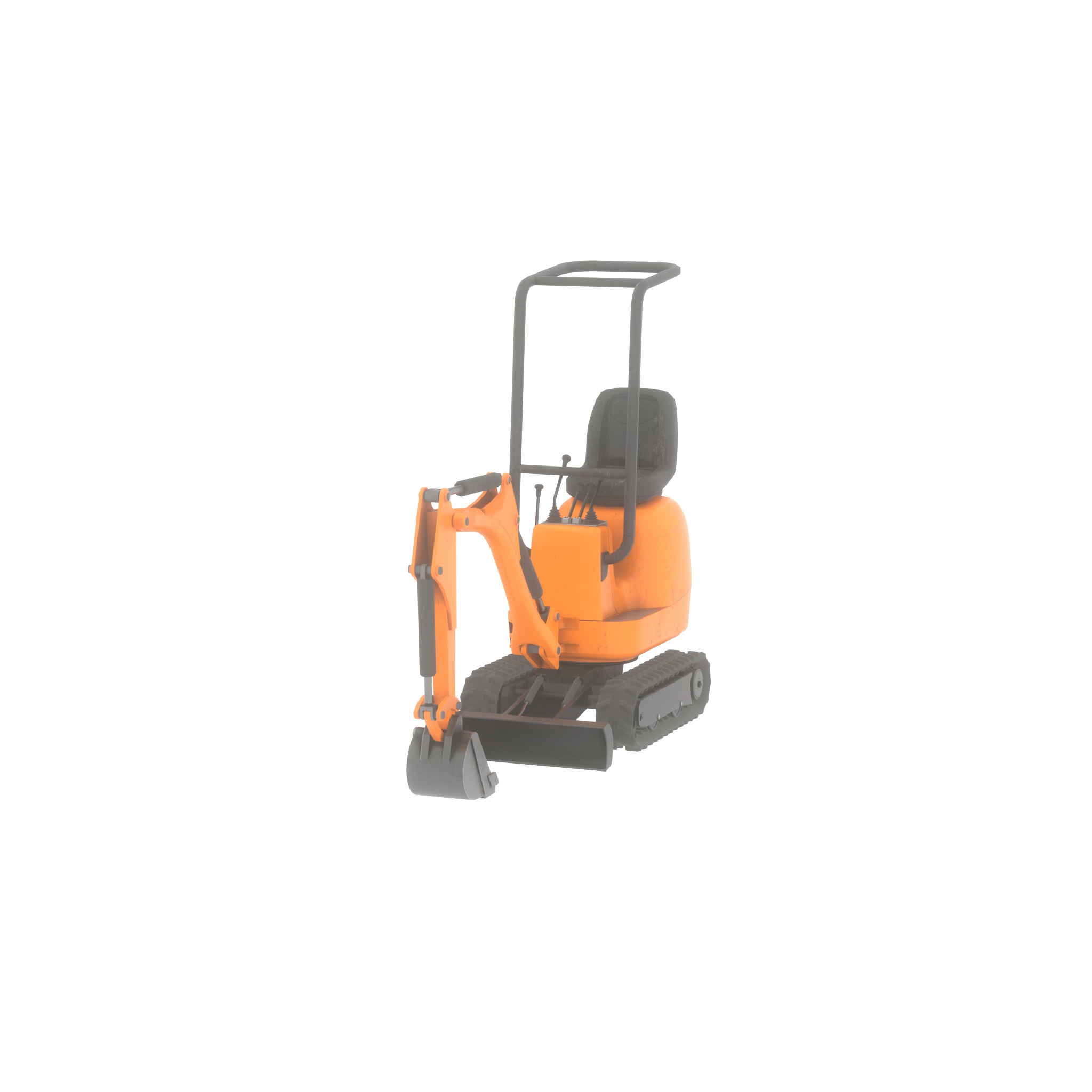 Mini-Digger Orange Low-poly 3D model_59