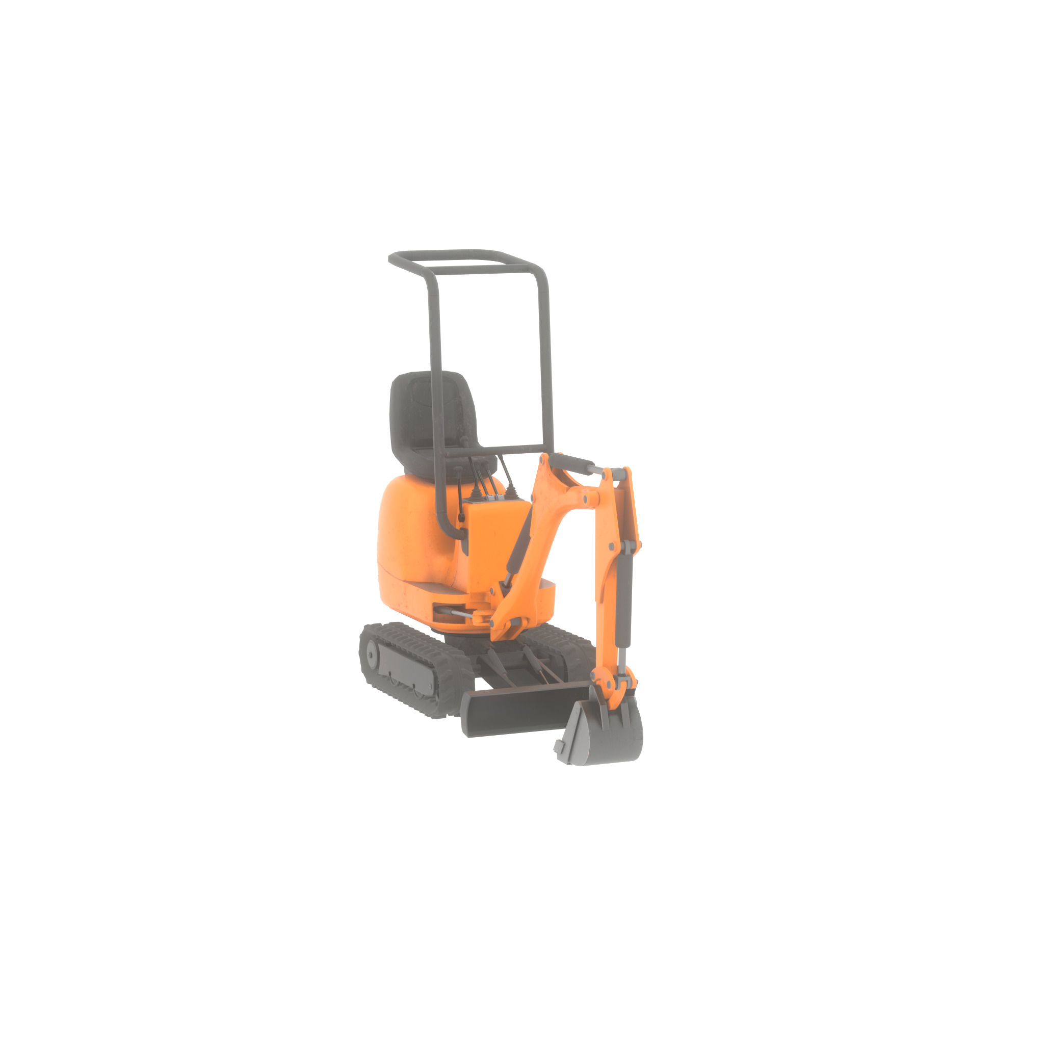 Mini-Digger Orange Low-poly 3D model_43