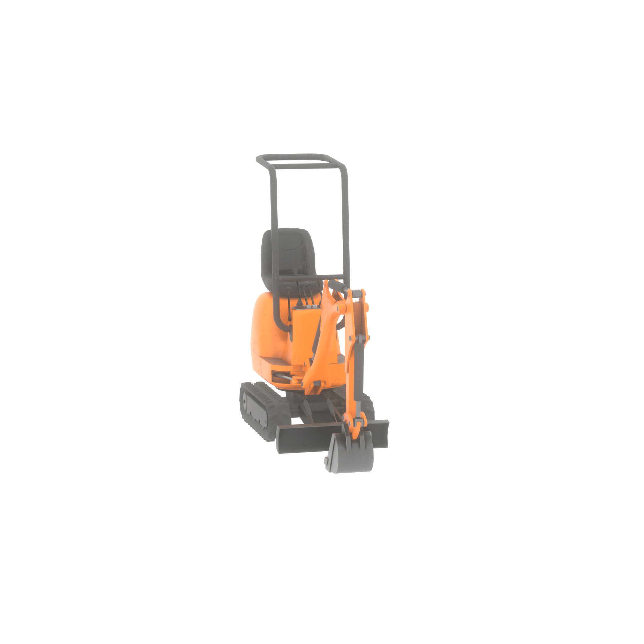 Mini-Digger Orange Low-poly 3D model_54