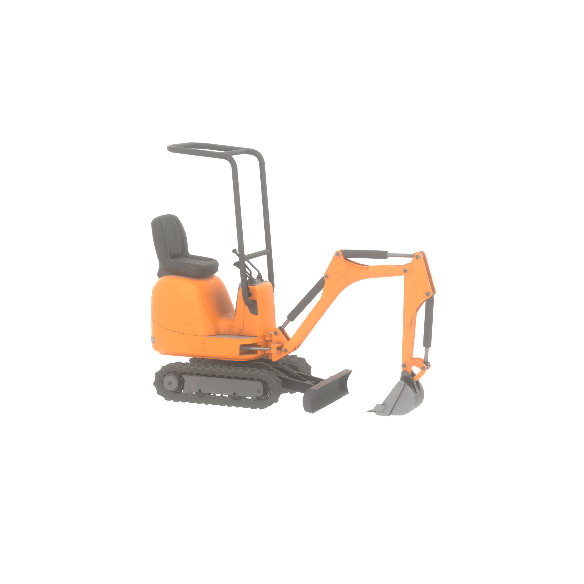 Mini-Digger Orange Low-poly 3D model_52