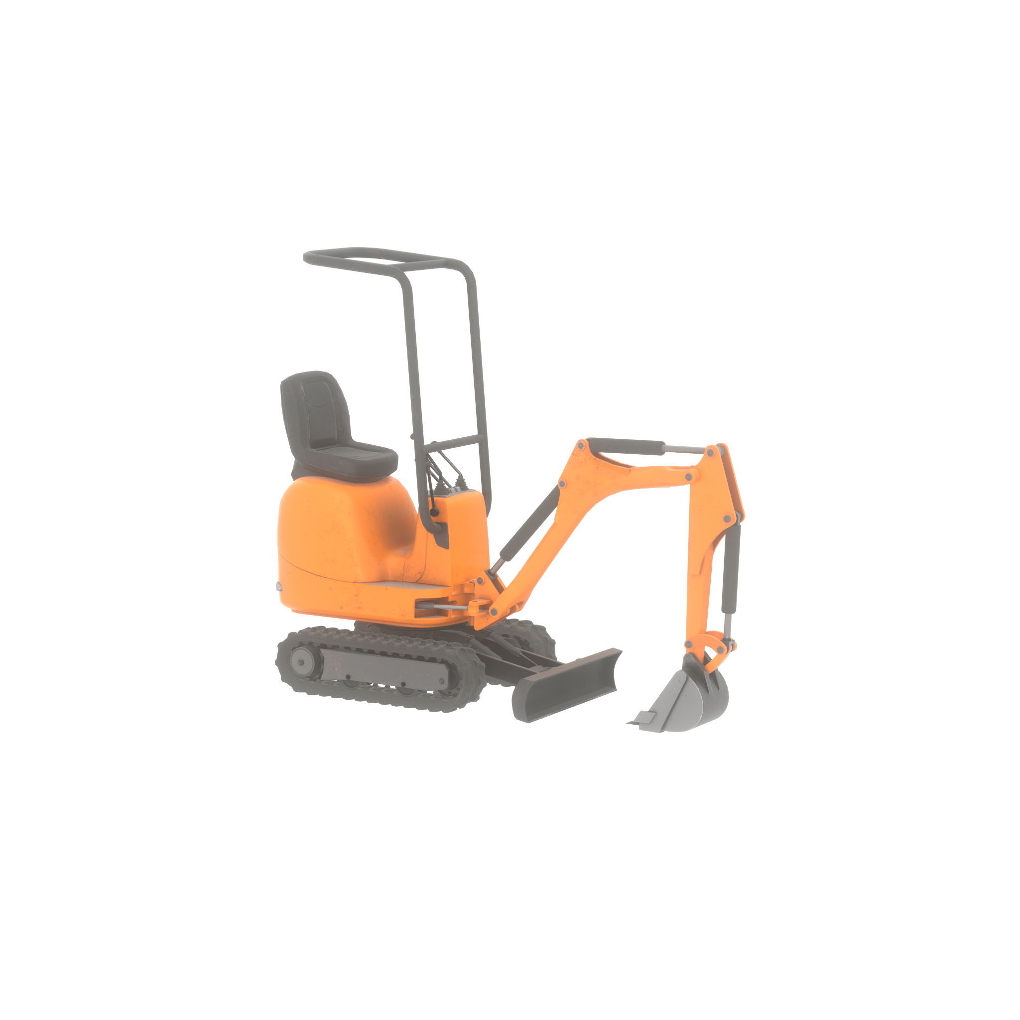 Mini-Digger Orange Low-poly 3D model_53