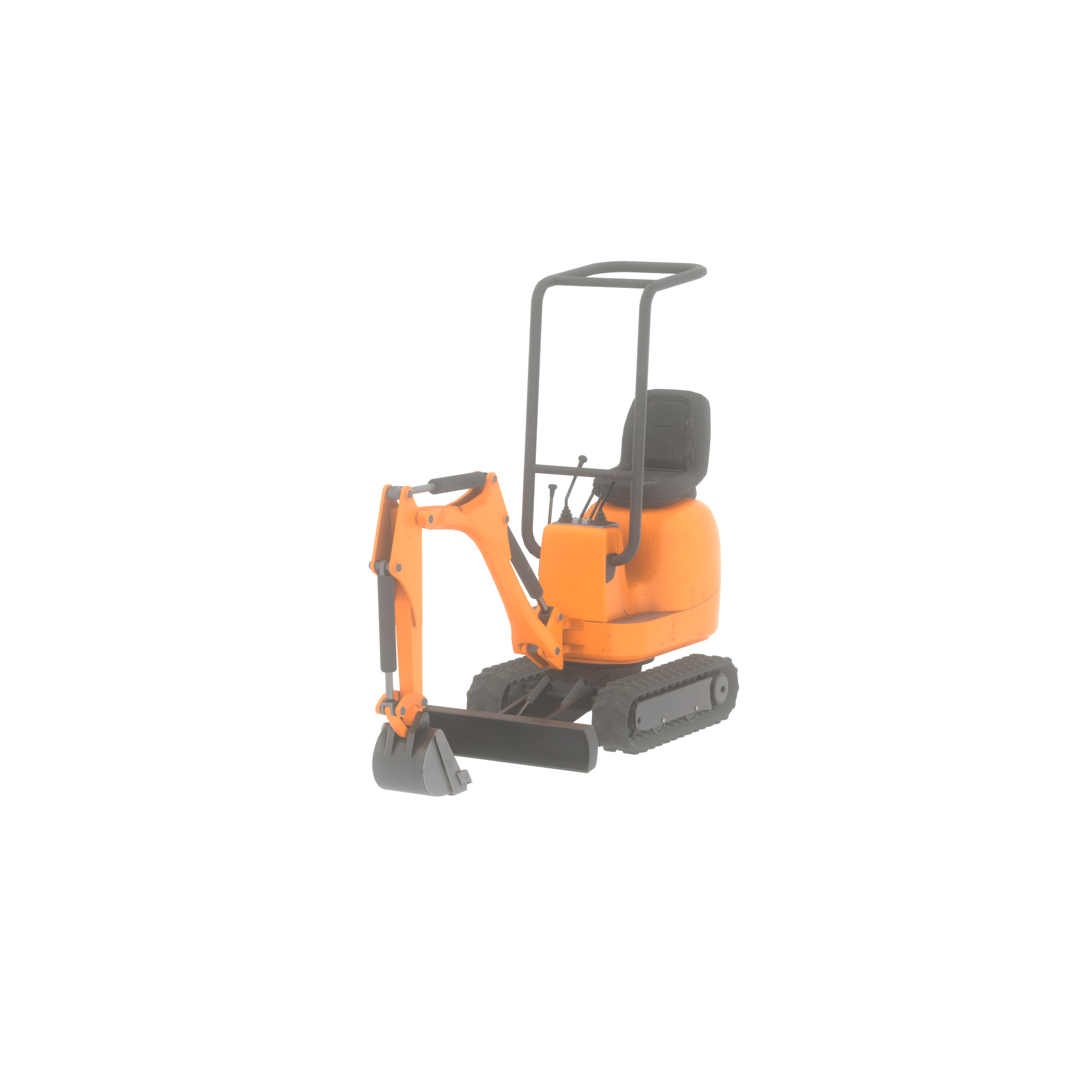 Mini-Digger Orange Low-poly 3D model_60