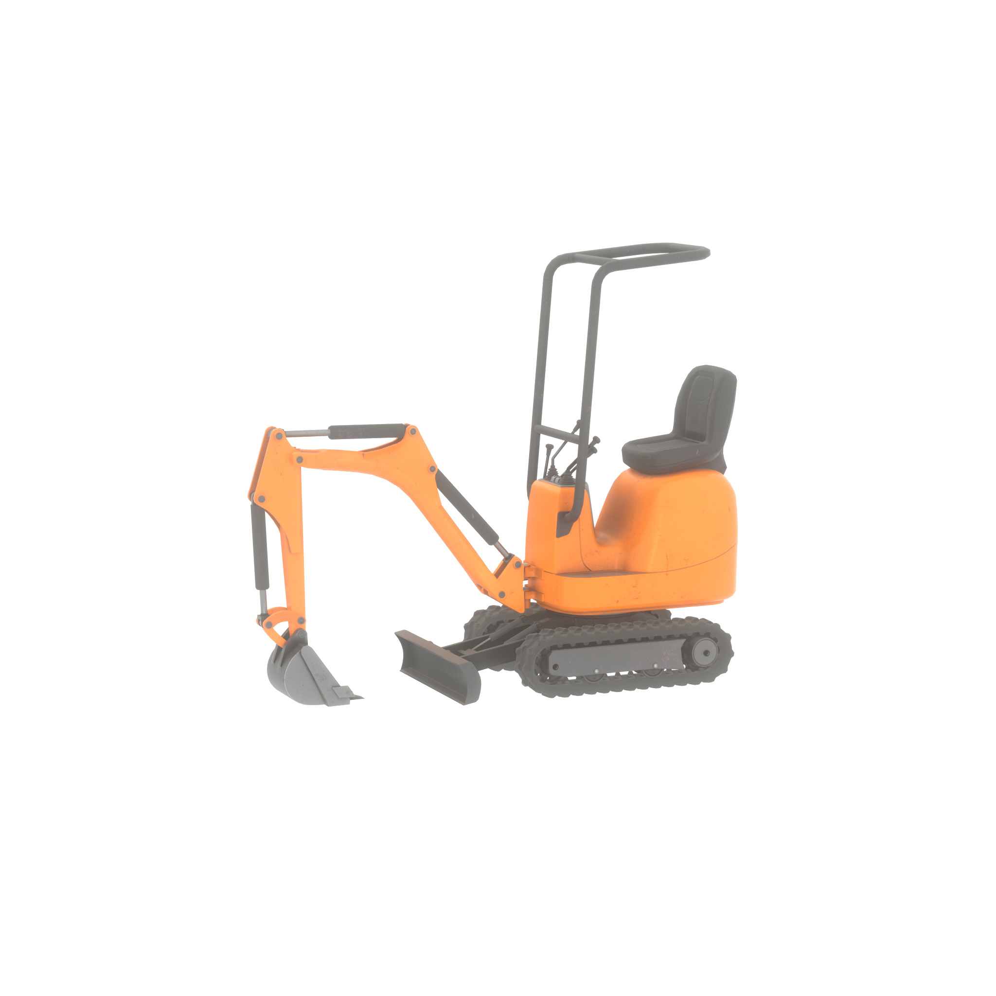 Mini-Digger Orange Low-poly 3D model_25