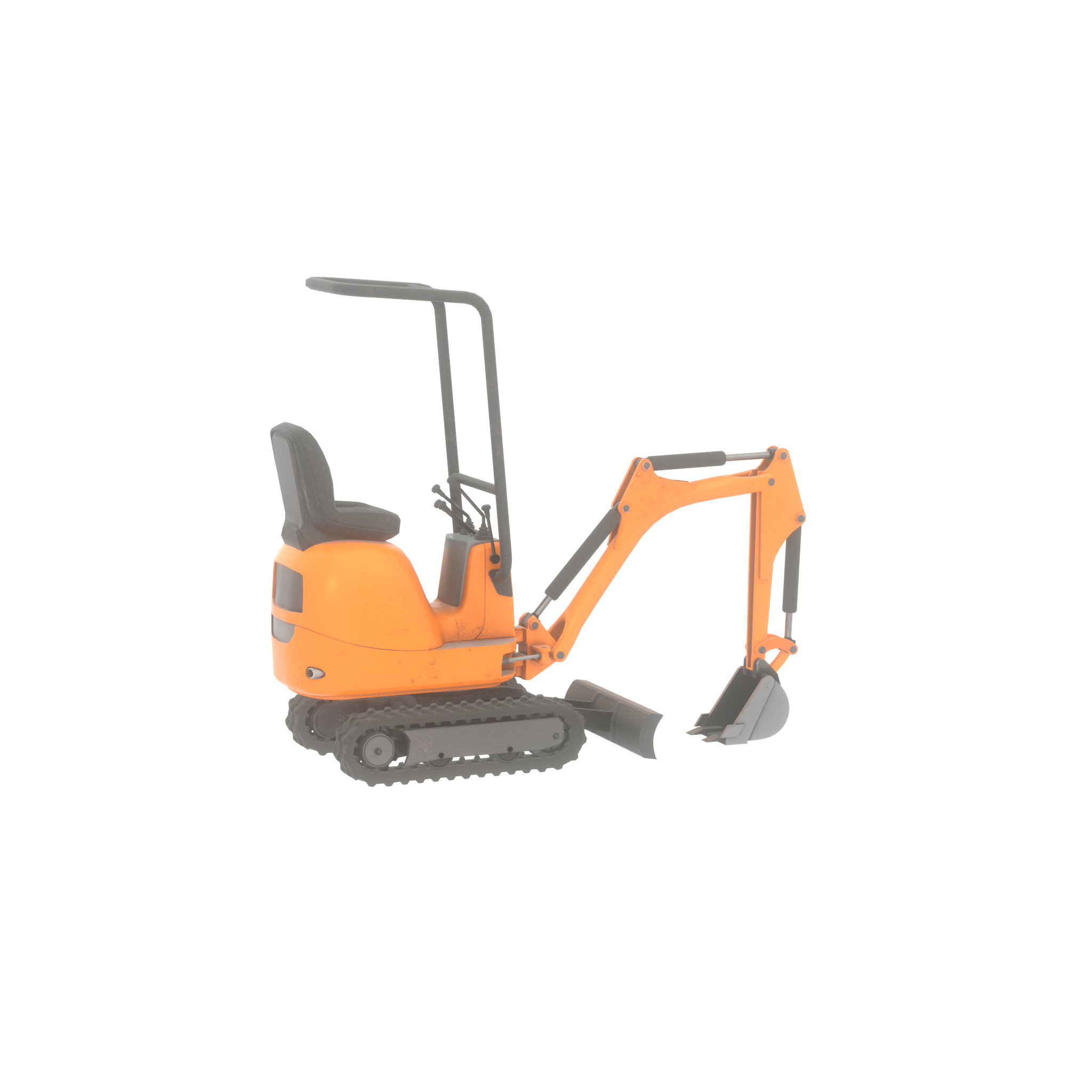 Mini-Digger Orange Low-poly 3D model_47