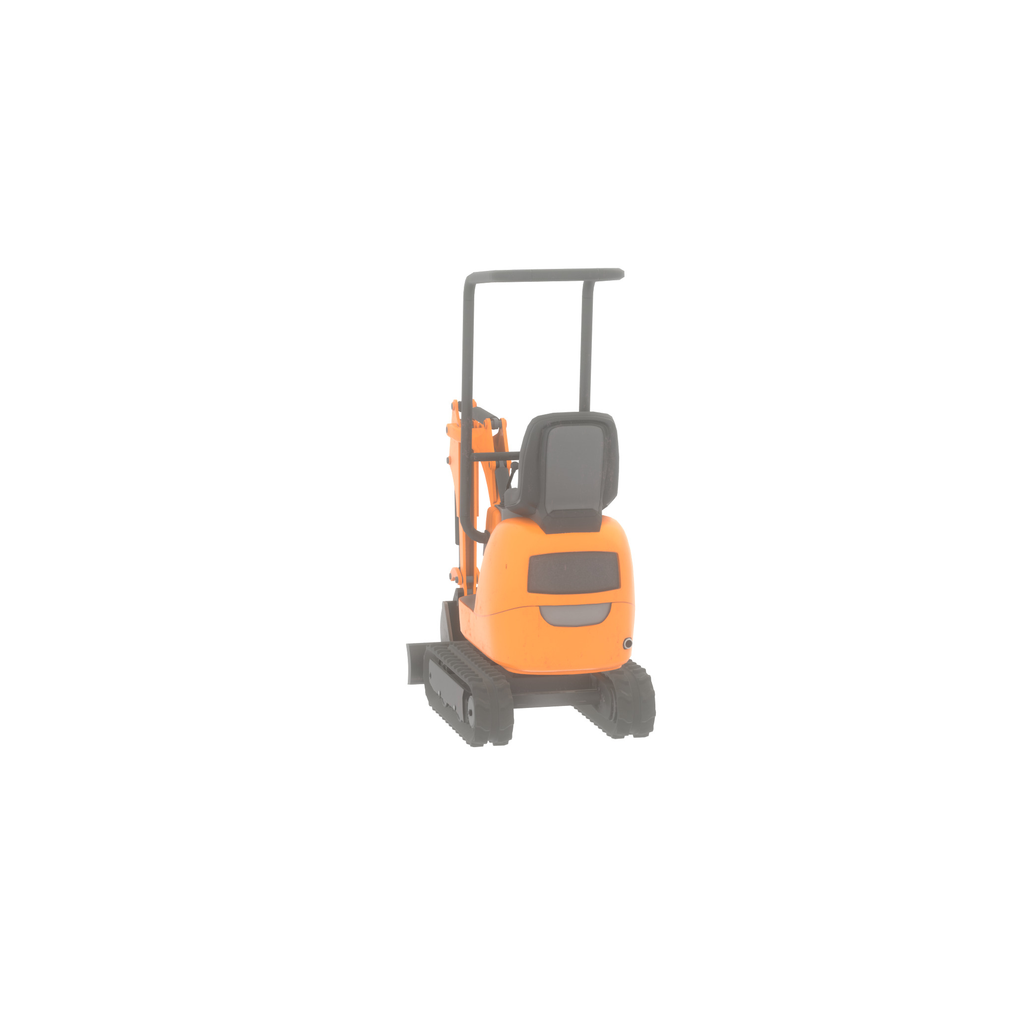 Mini-Digger Orange Low-poly 3D model_37
