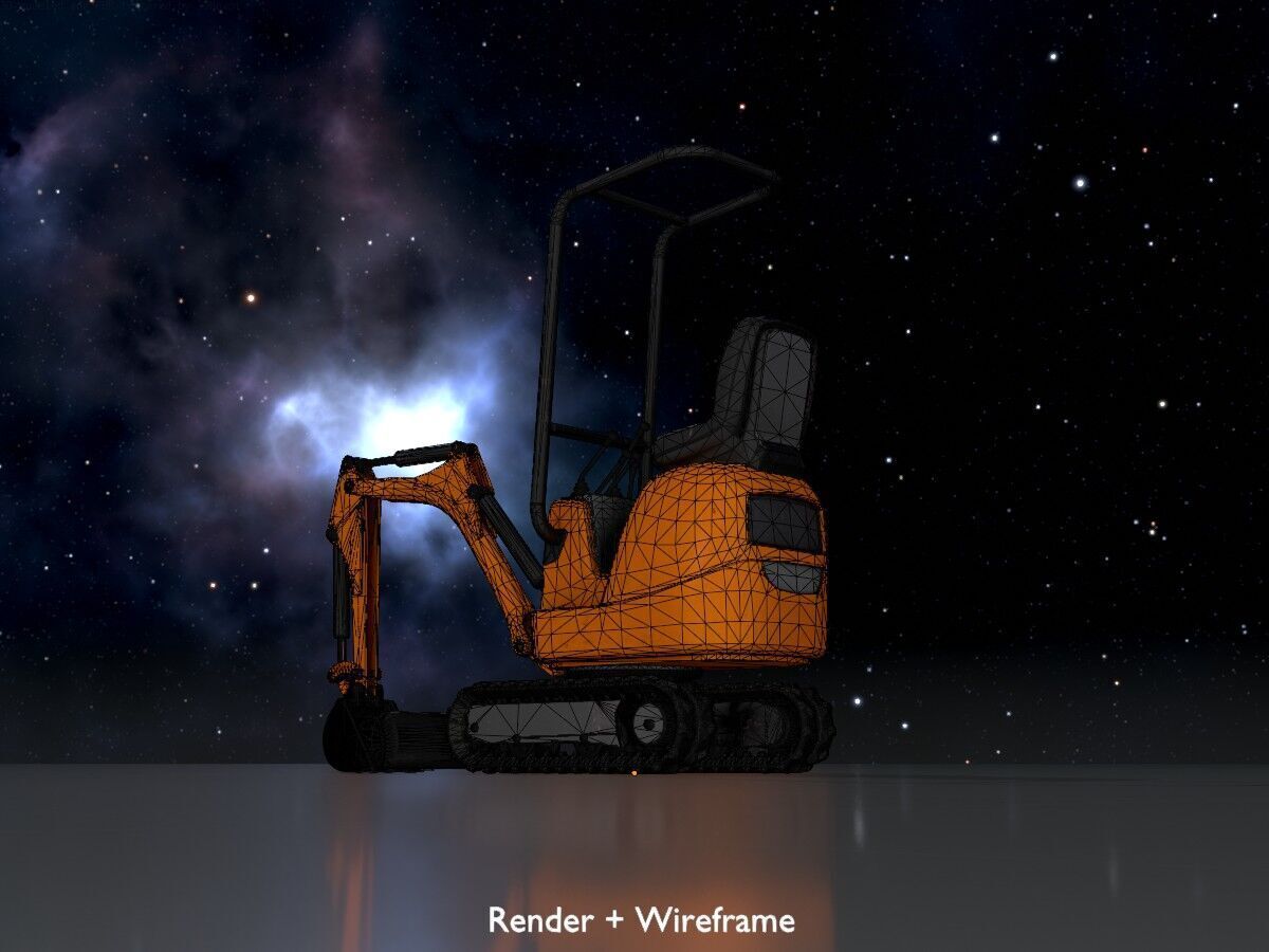 Mini-Digger Orange Low-poly 3D model_7