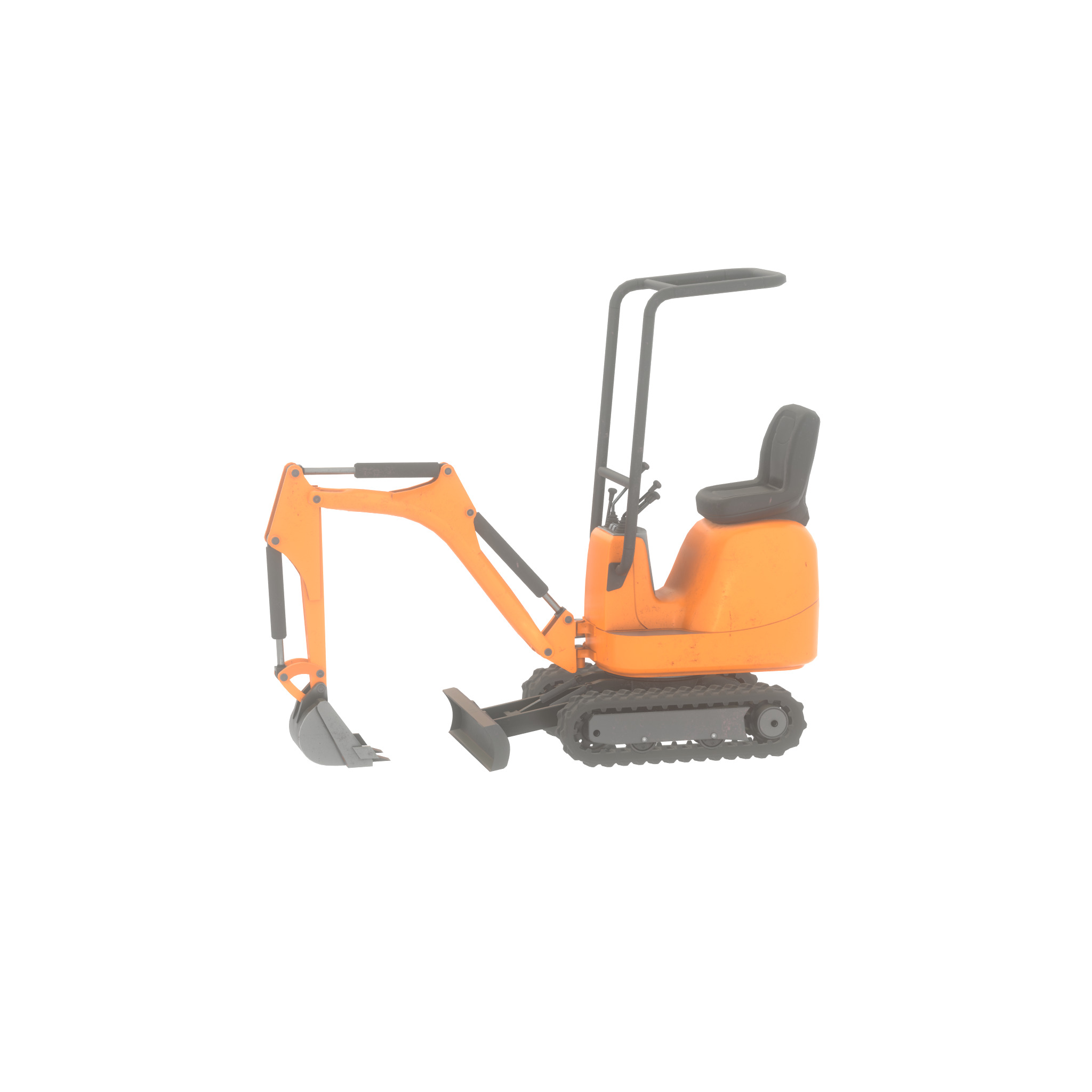 Mini-Digger Orange Low-poly 3D model_26