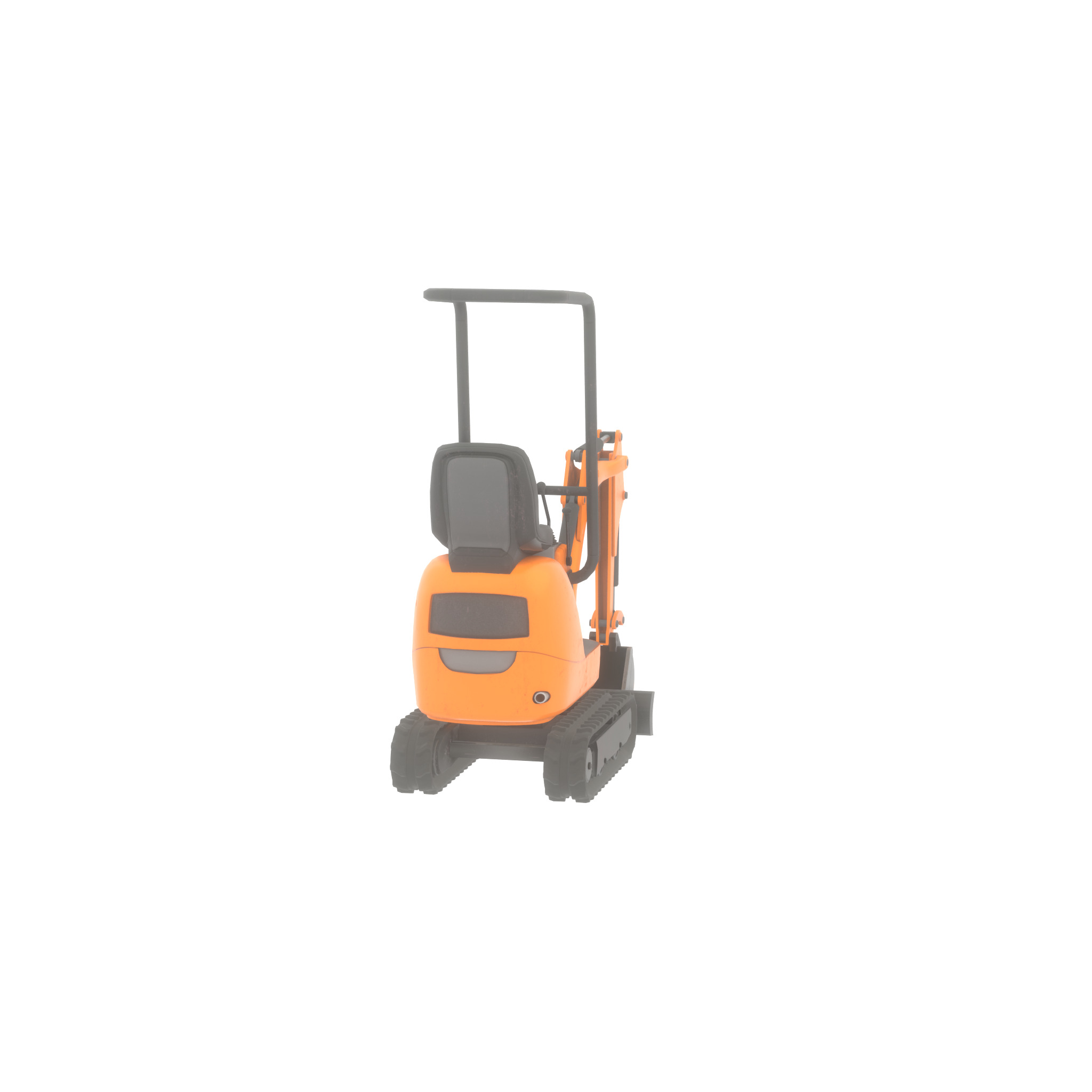 Mini-Digger Orange Low-poly 3D model_40