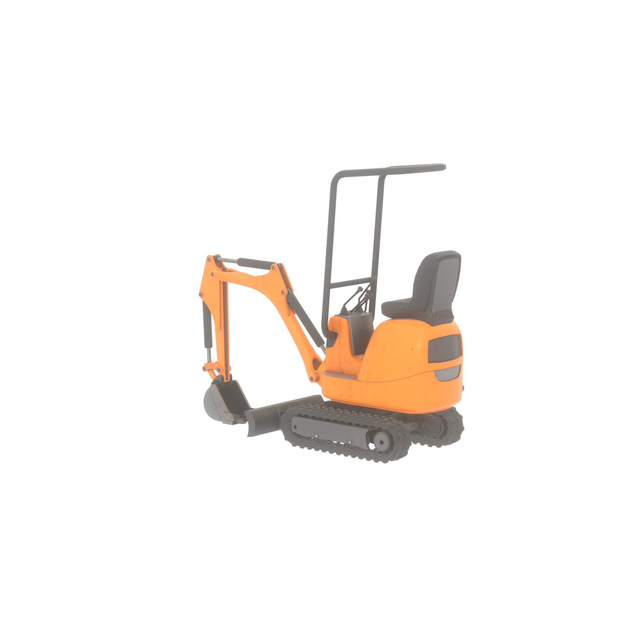 Mini-Digger Orange Low-poly 3D model_33