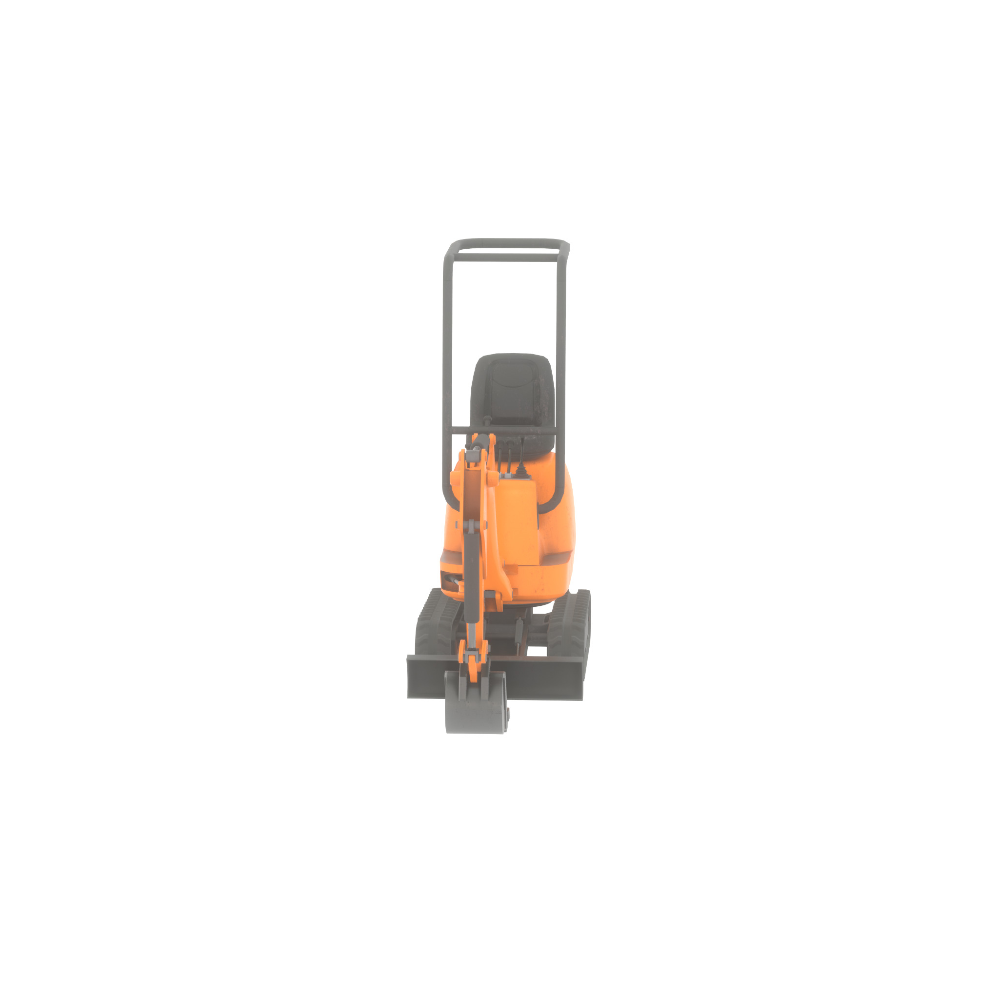 Mini-Digger Orange Low-poly 3D model_57