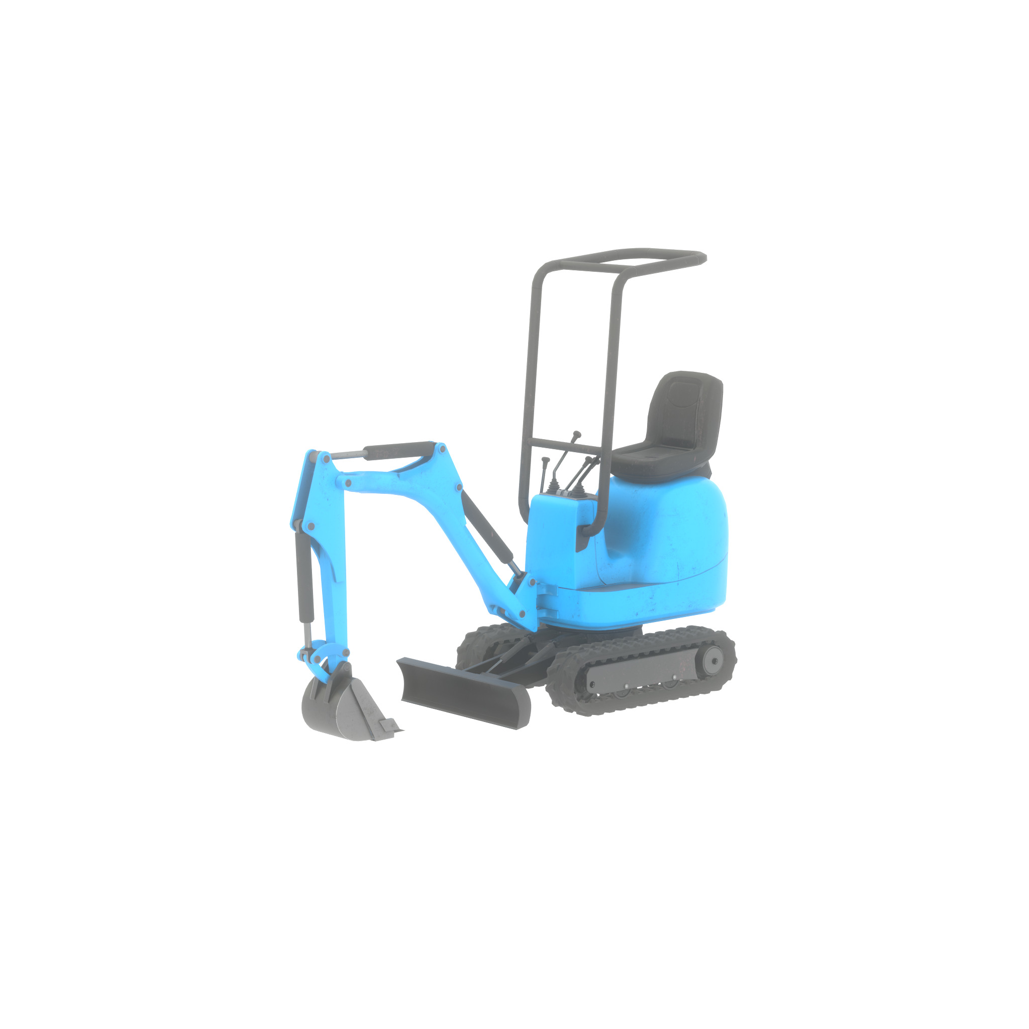 Mini-Digger blue Low-poly 3D model_41
