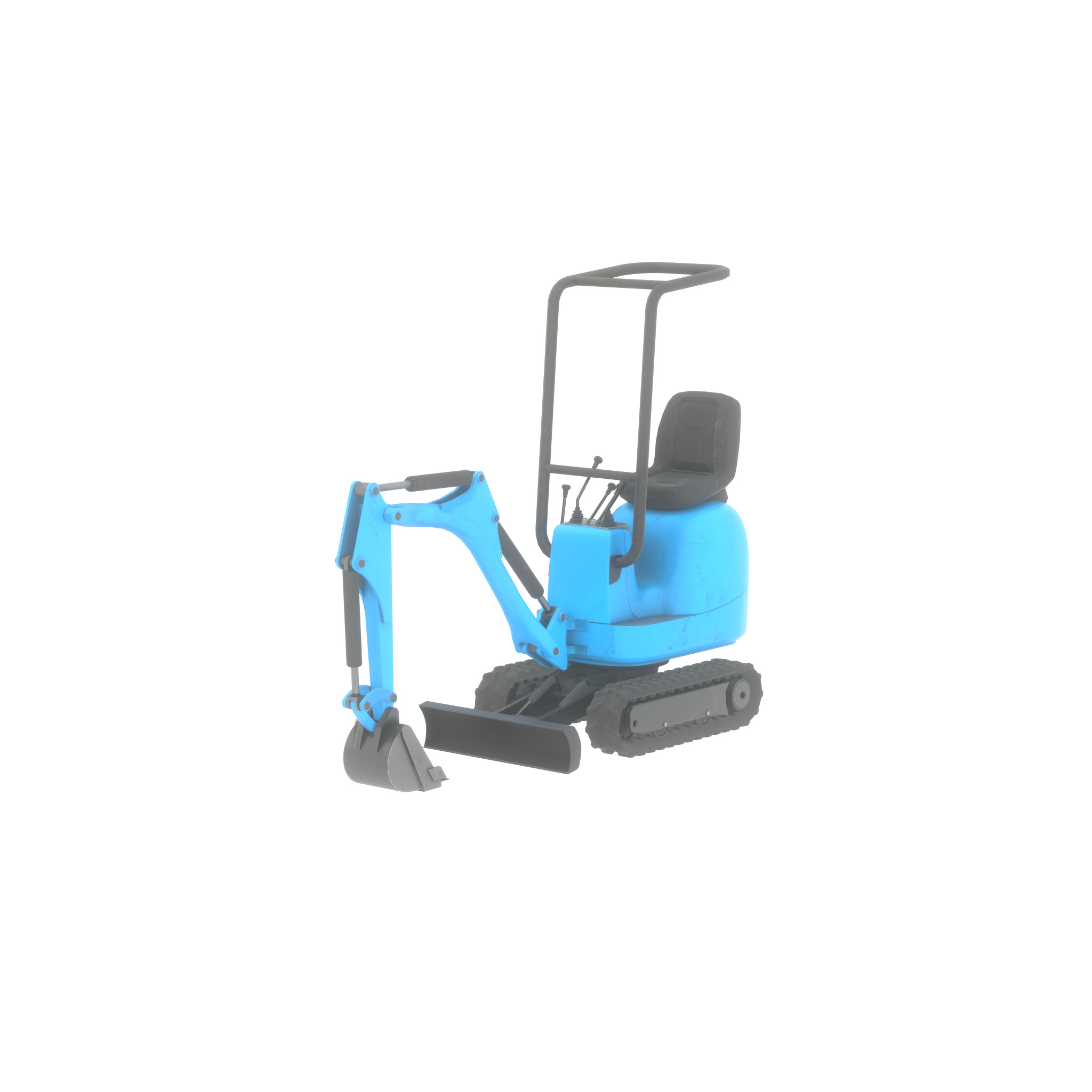 Mini-Digger blue Low-poly 3D model_42