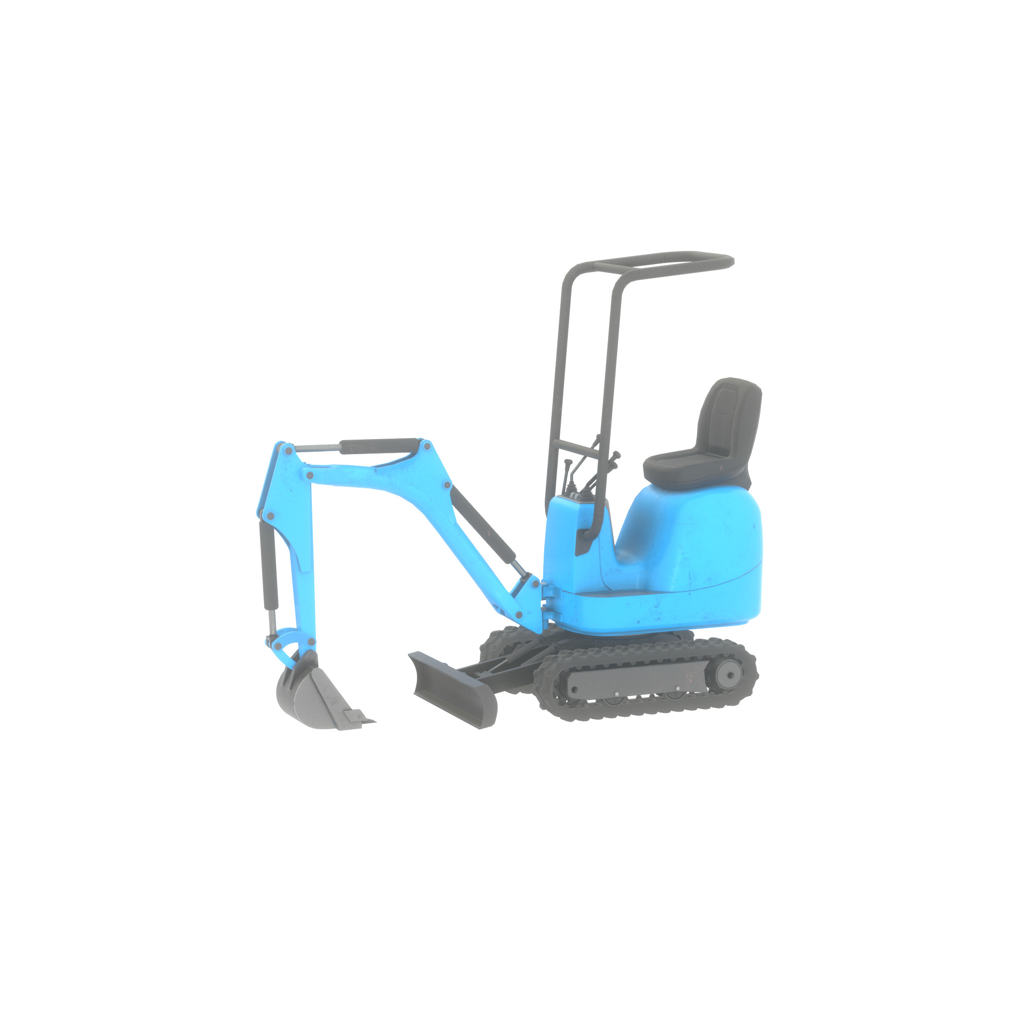 Mini-Digger blue Low-poly 3D model_45