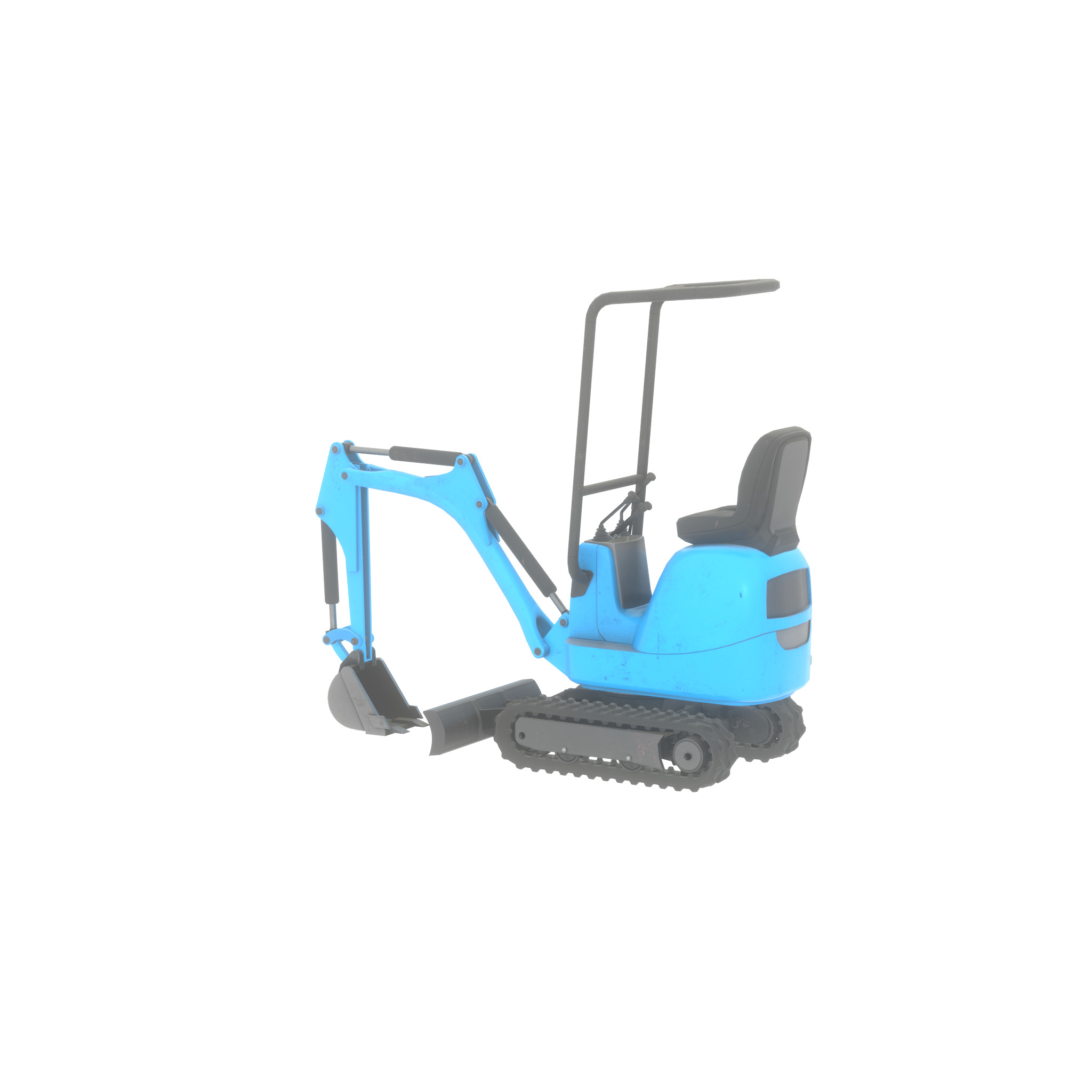 Mini-Digger blue Low-poly 3D model_49