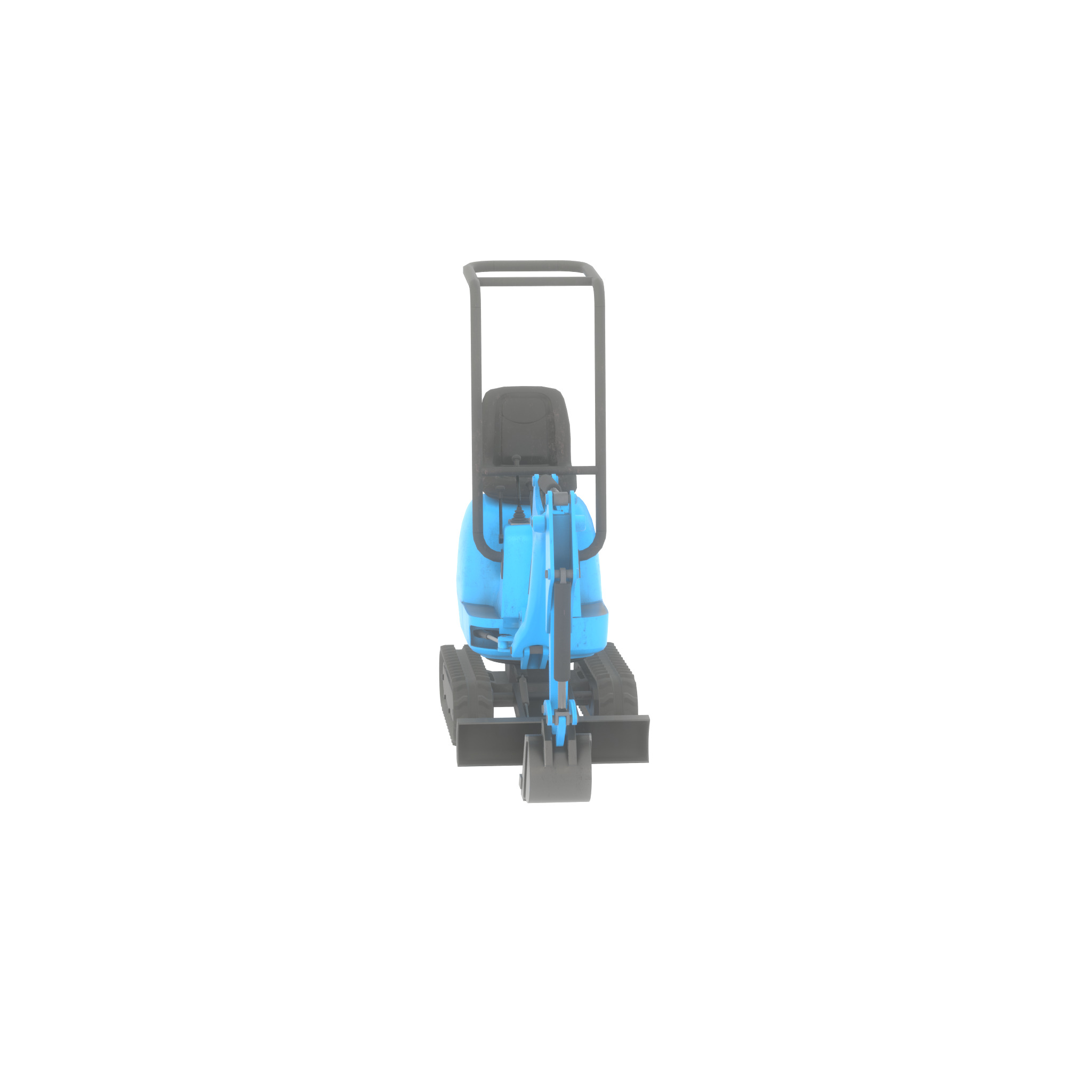 Mini-Digger blue Low-poly 3D model_21