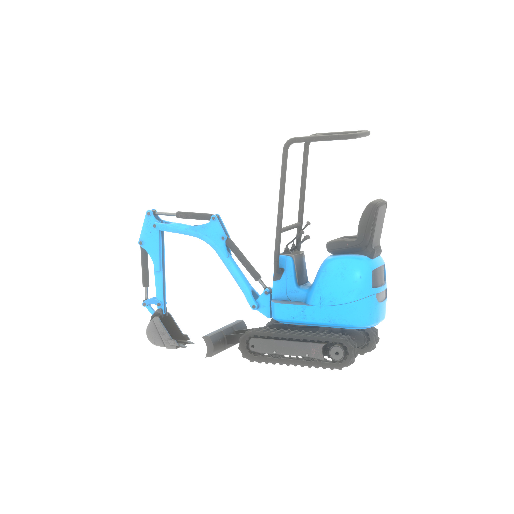 Mini-Digger blue Low-poly 3D model_47