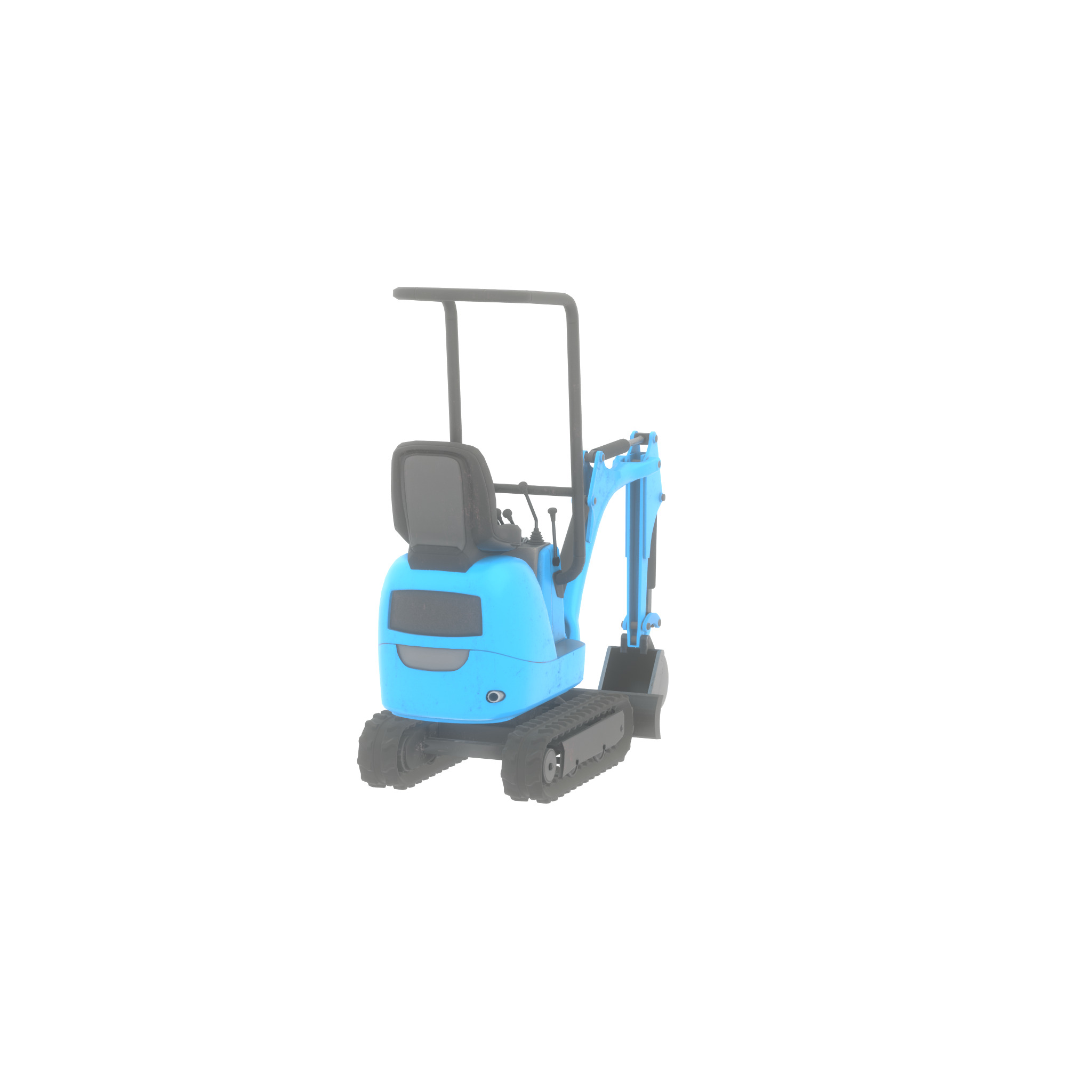 Mini-Digger blue Low-poly 3D model_34