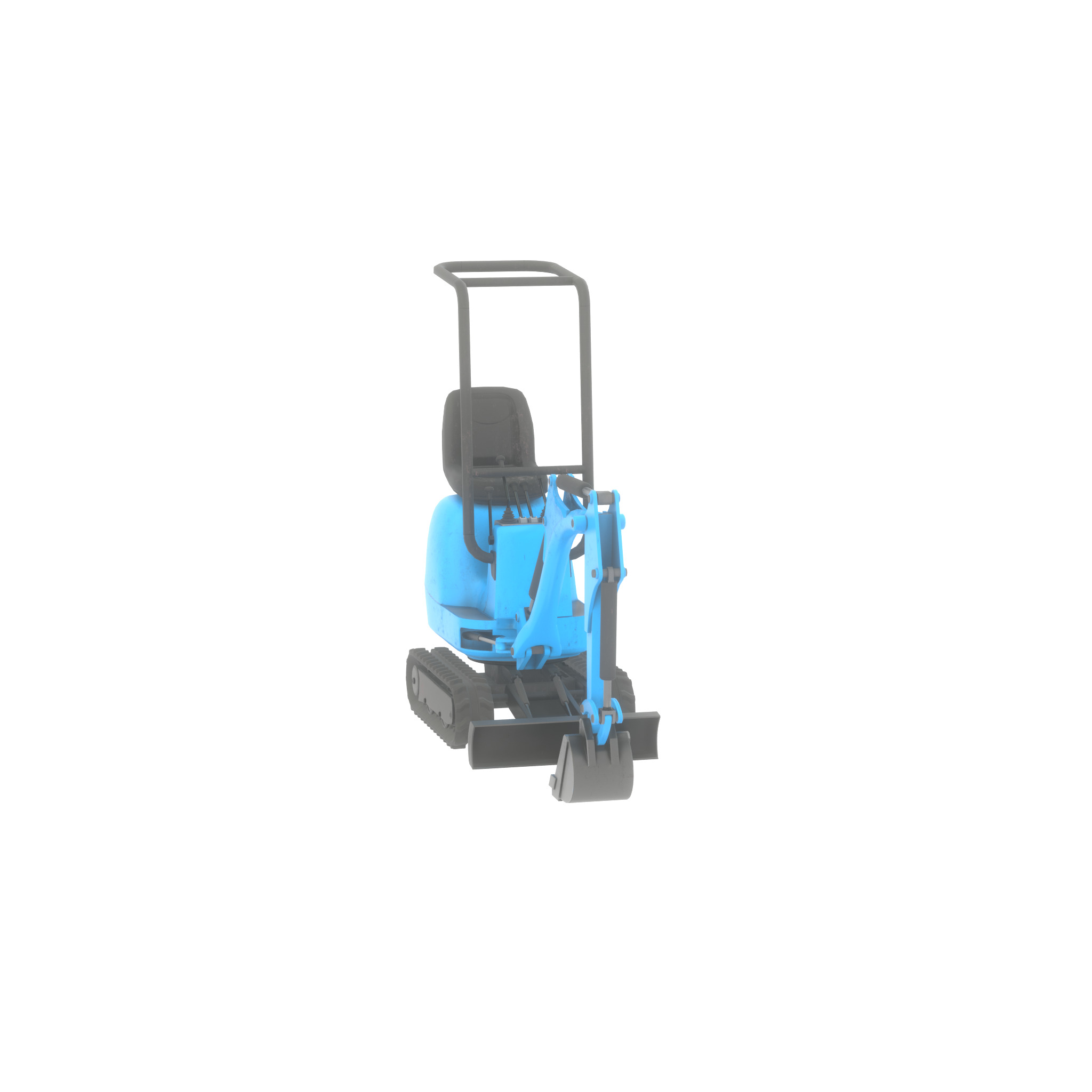 Mini-Digger blue Low-poly 3D model_27
