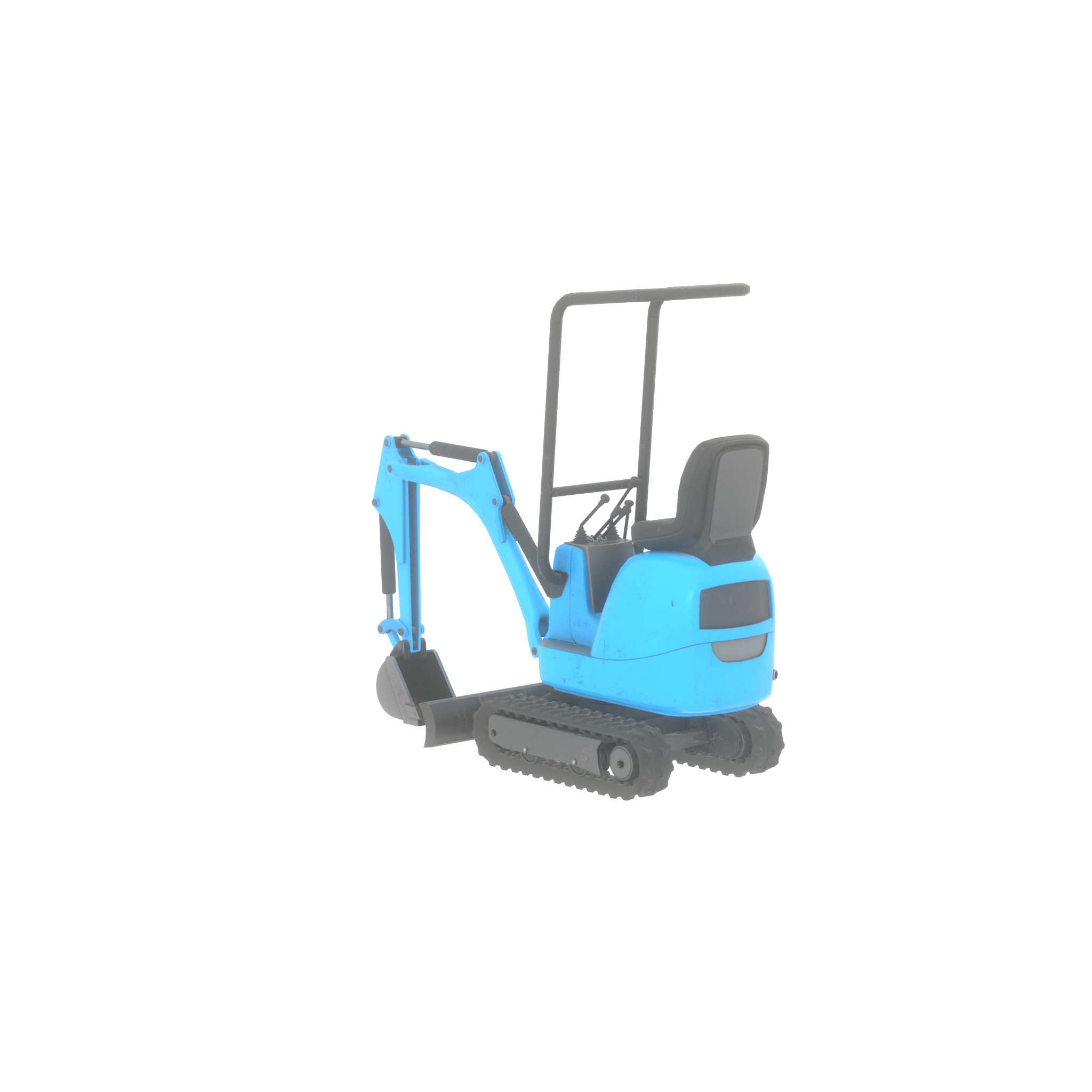 Mini-Digger blue Low-poly 3D model_23