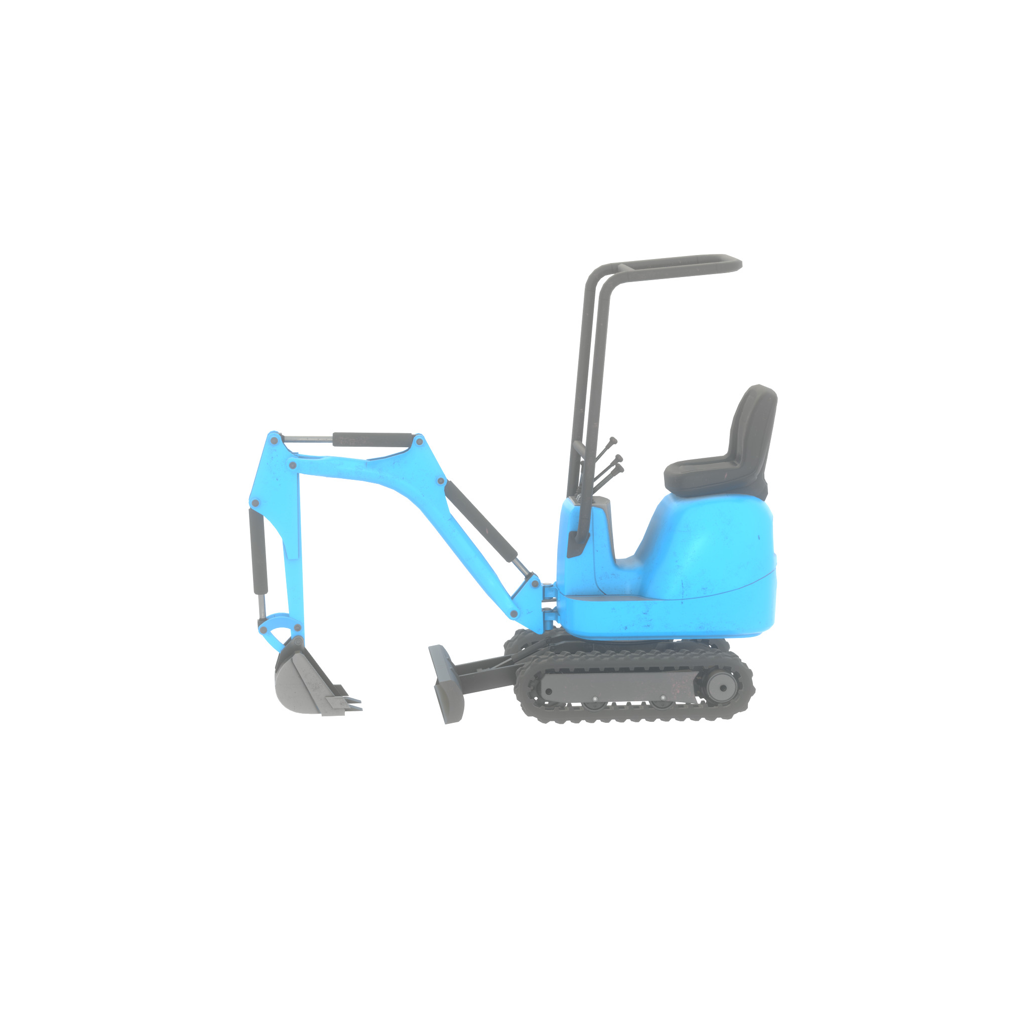 Mini-Digger blue Low-poly 3D model_46