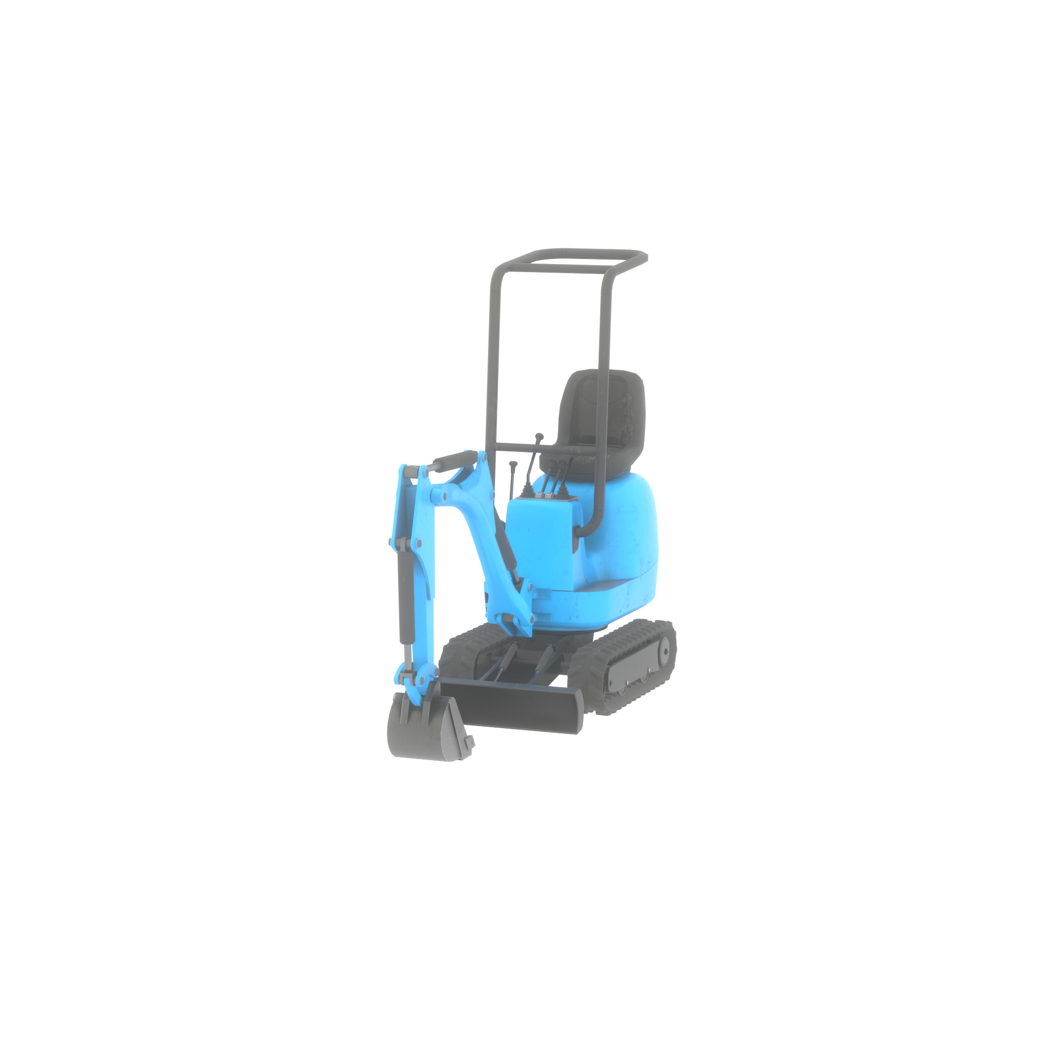 Mini-Digger blue Low-poly 3D model_33