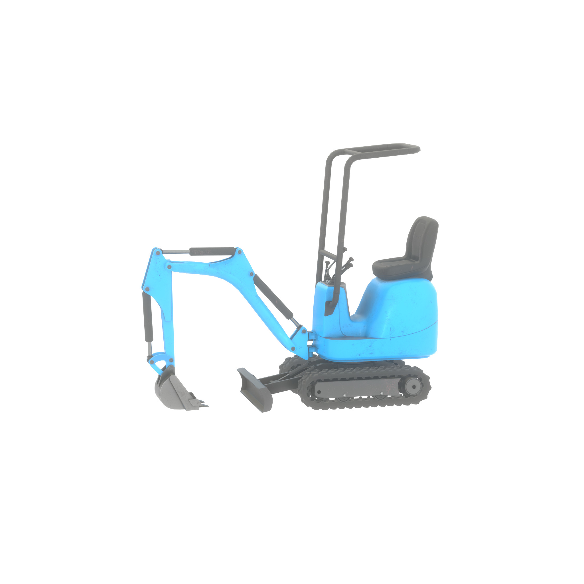 Mini-Digger blue Low-poly 3D model_43