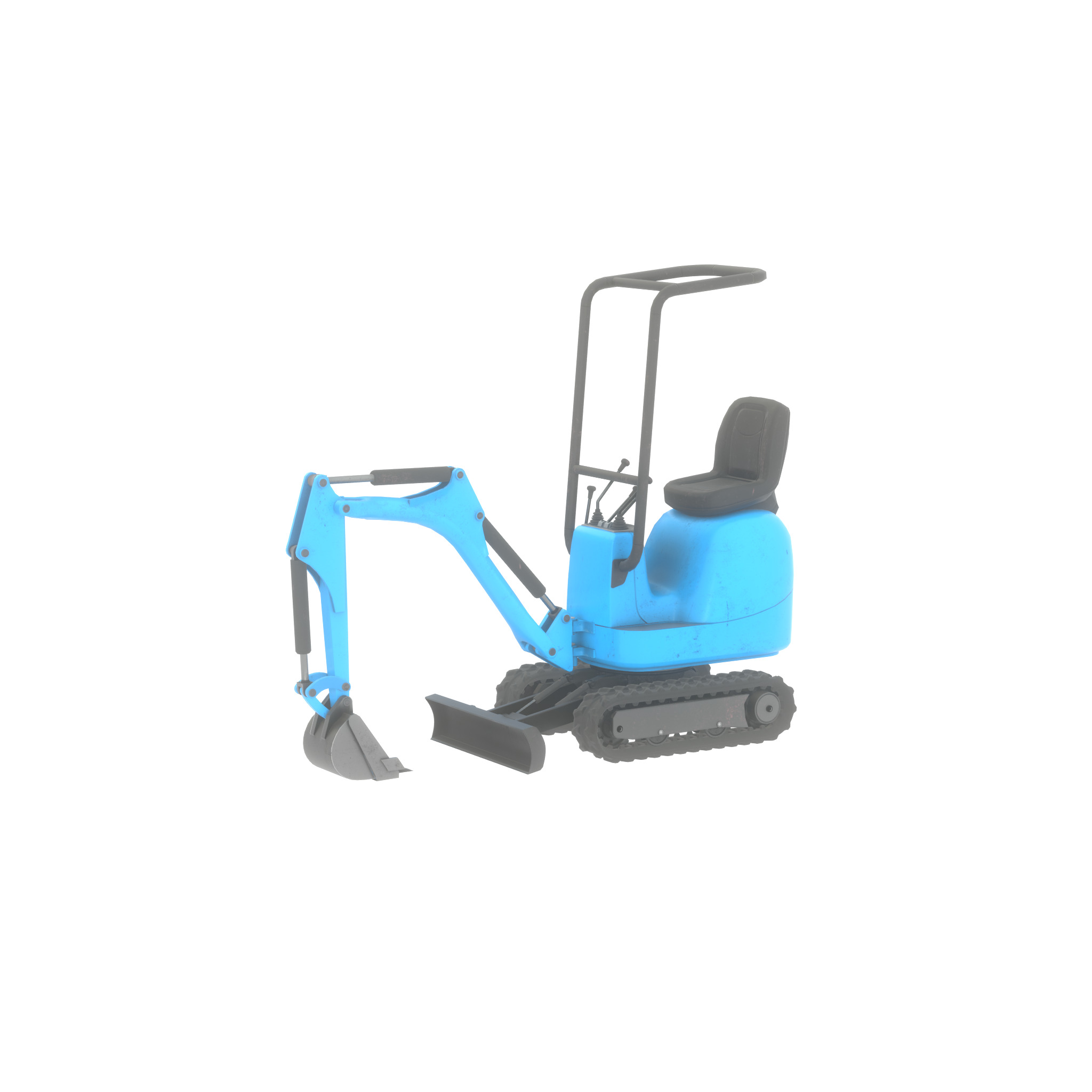 Mini-Digger blue Low-poly 3D model_44