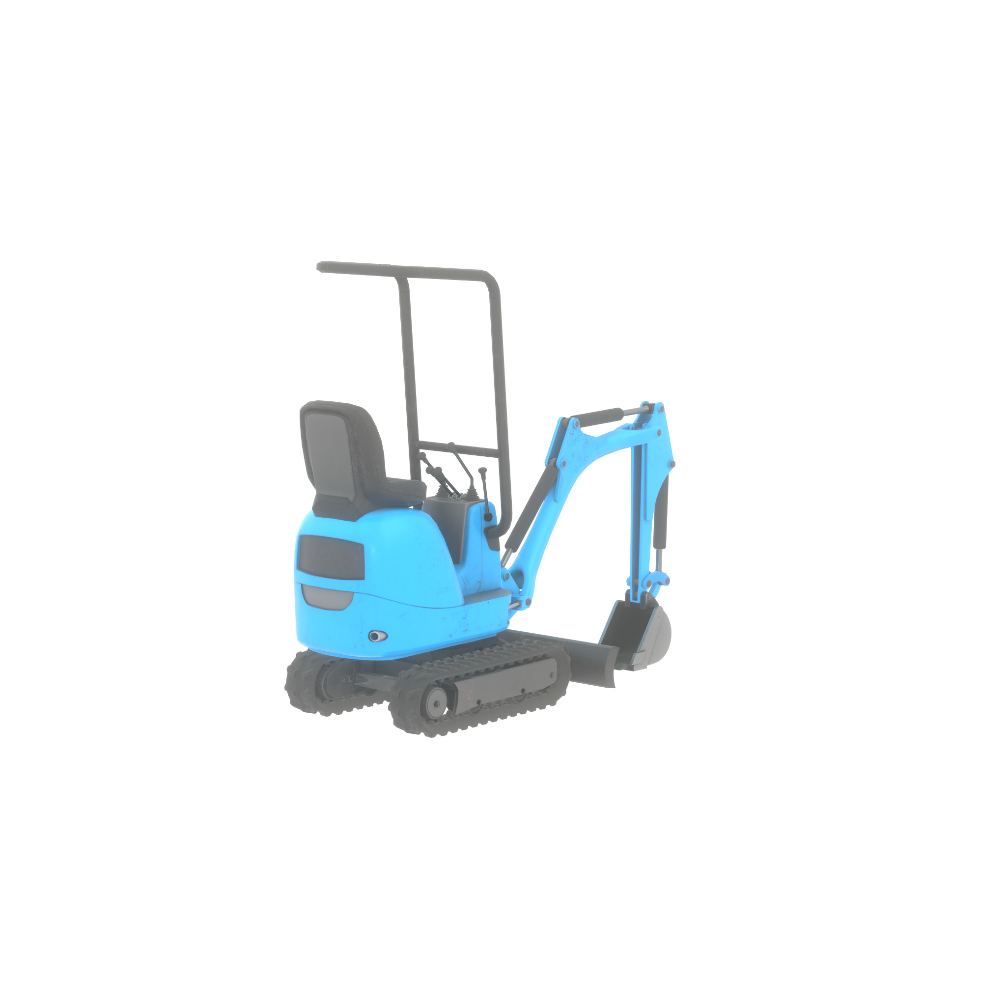 Mini-Digger blue Low-poly 3D model_50