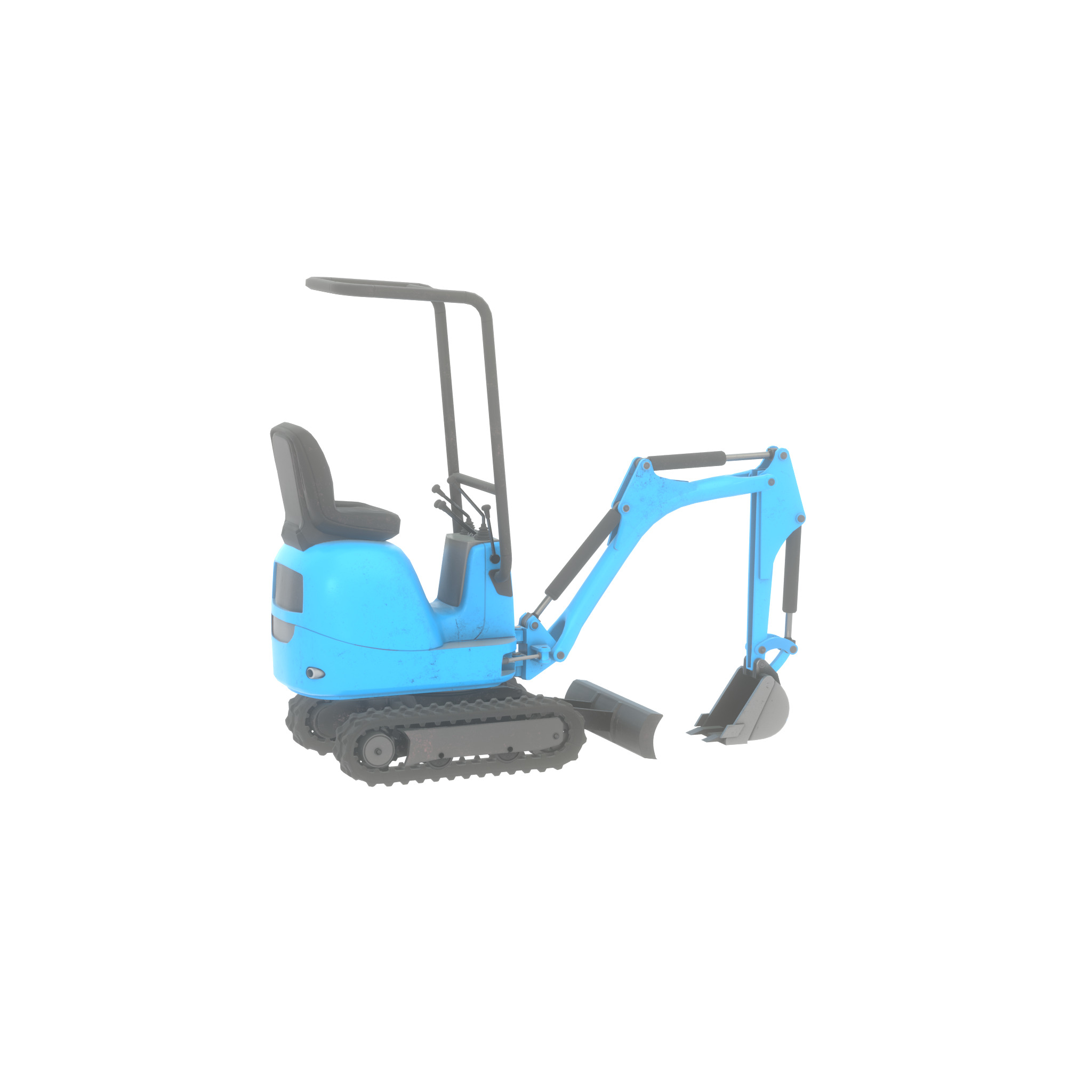 Mini-Digger blue Low-poly 3D model_53