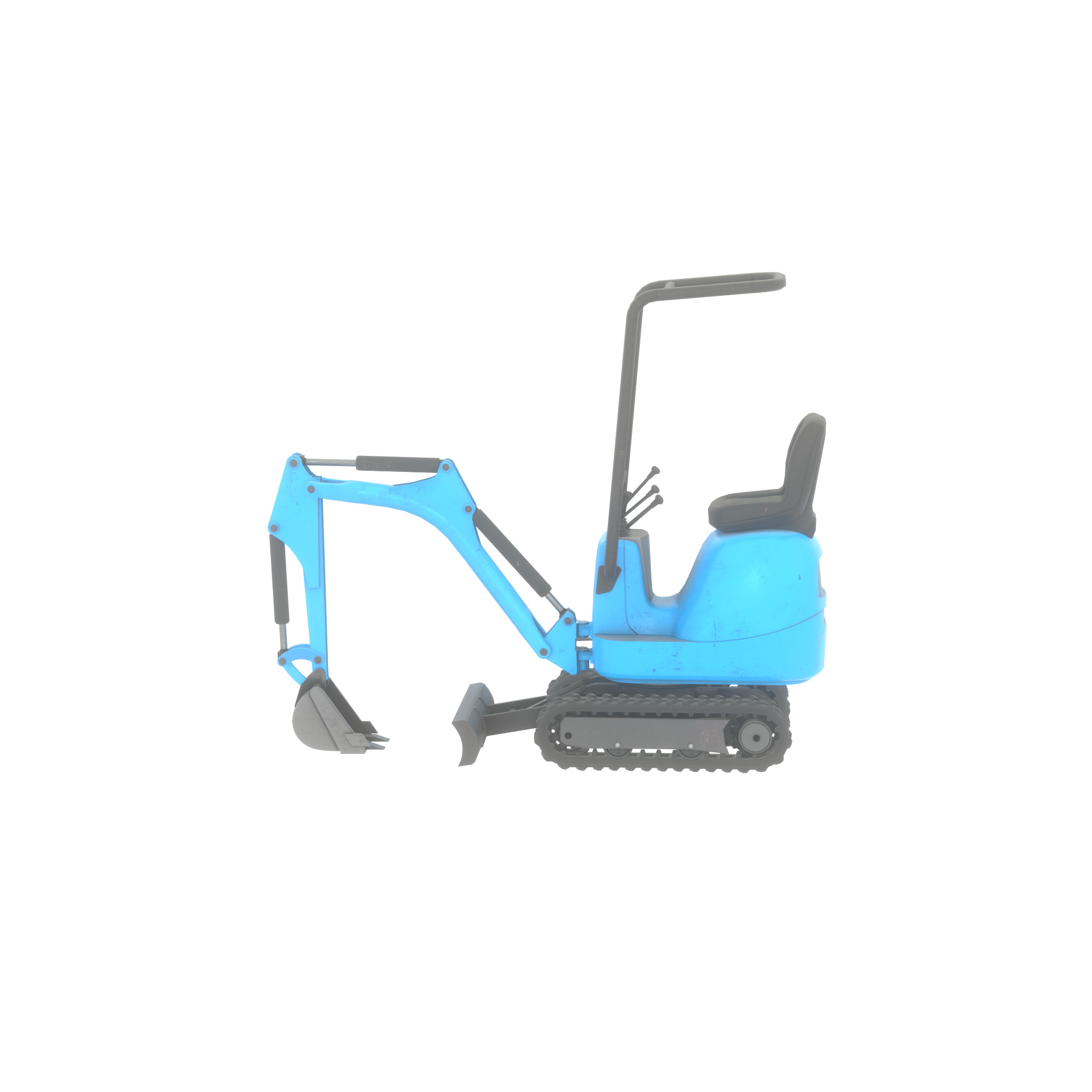 Mini-Digger blue Low-poly 3D model_39