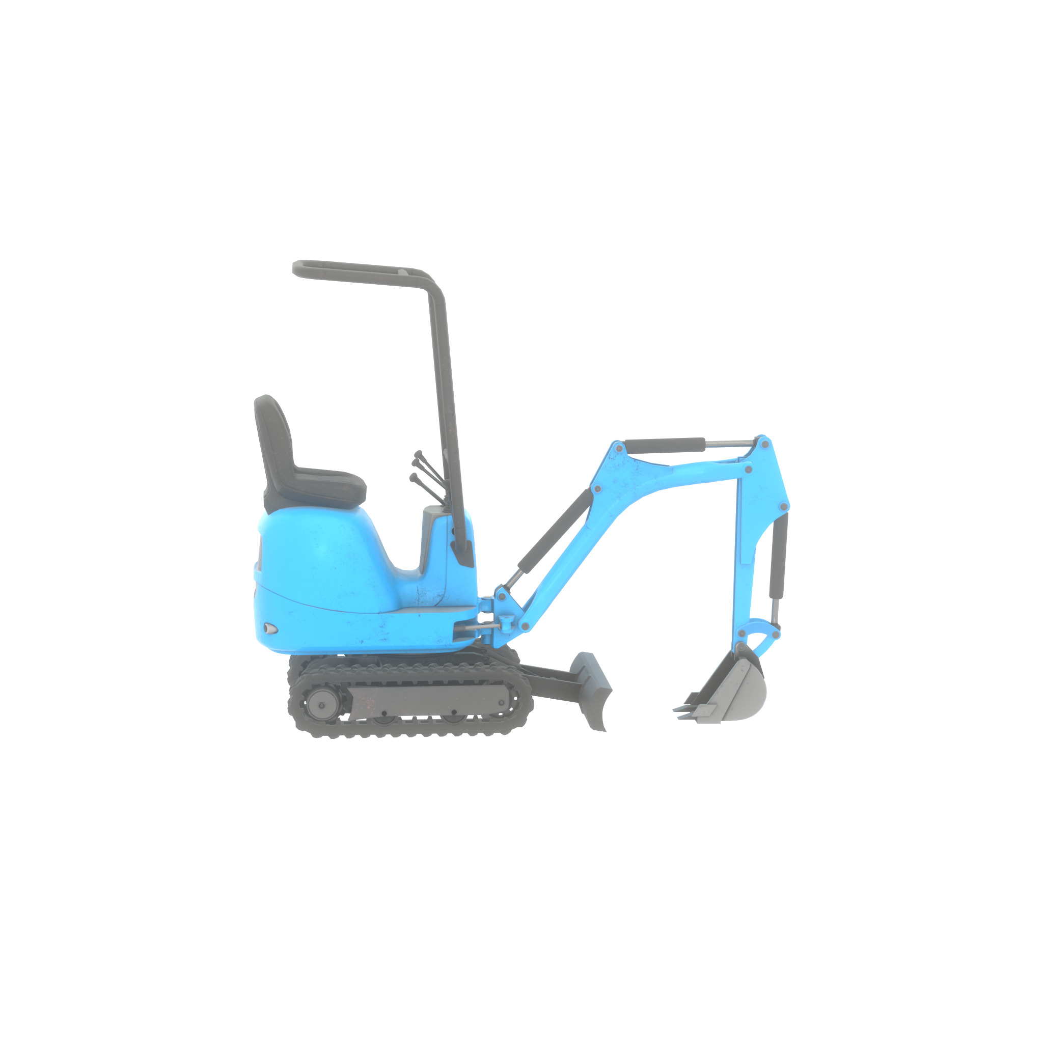 Mini-Digger blue Low-poly 3D model_56