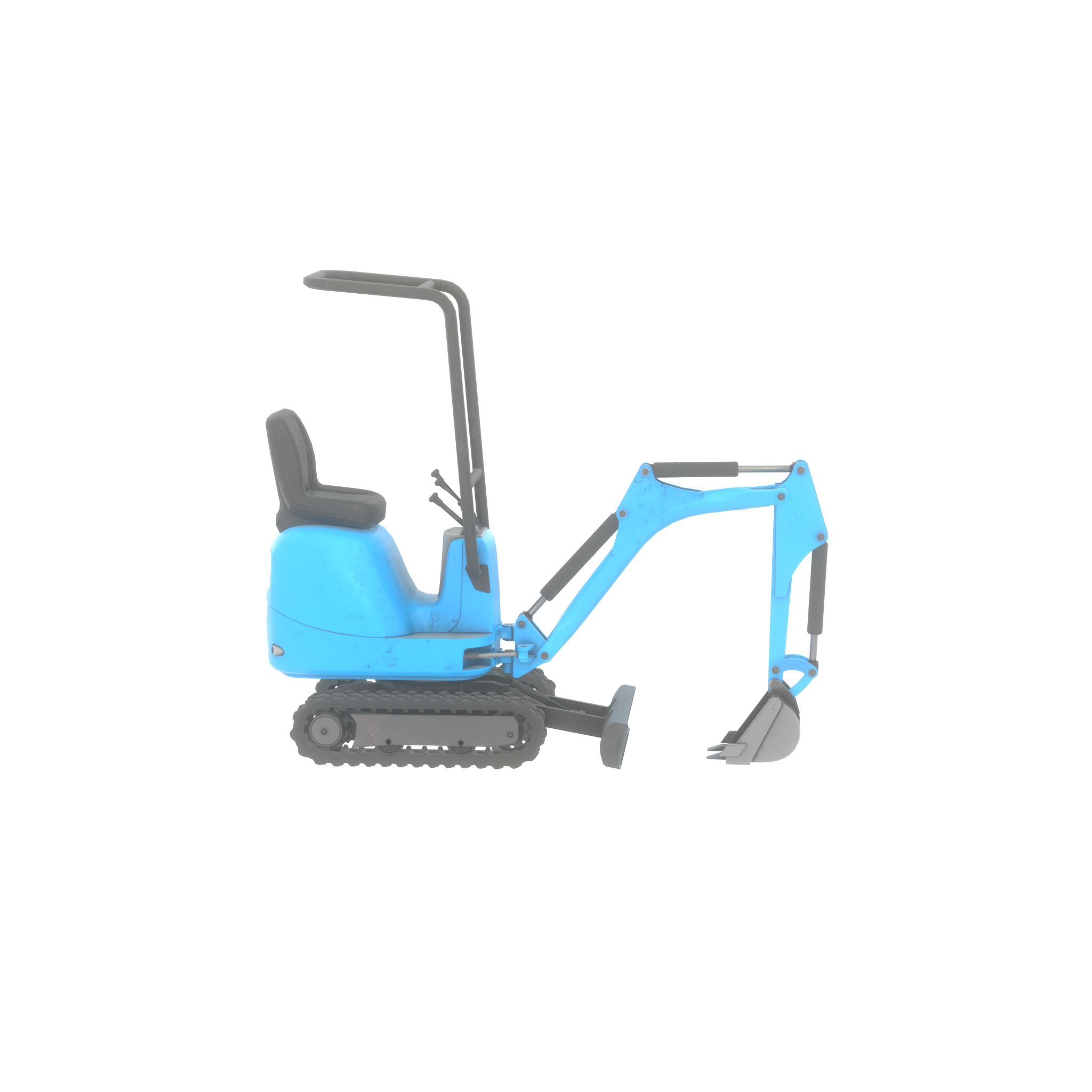 Mini-Digger blue Low-poly 3D model_57