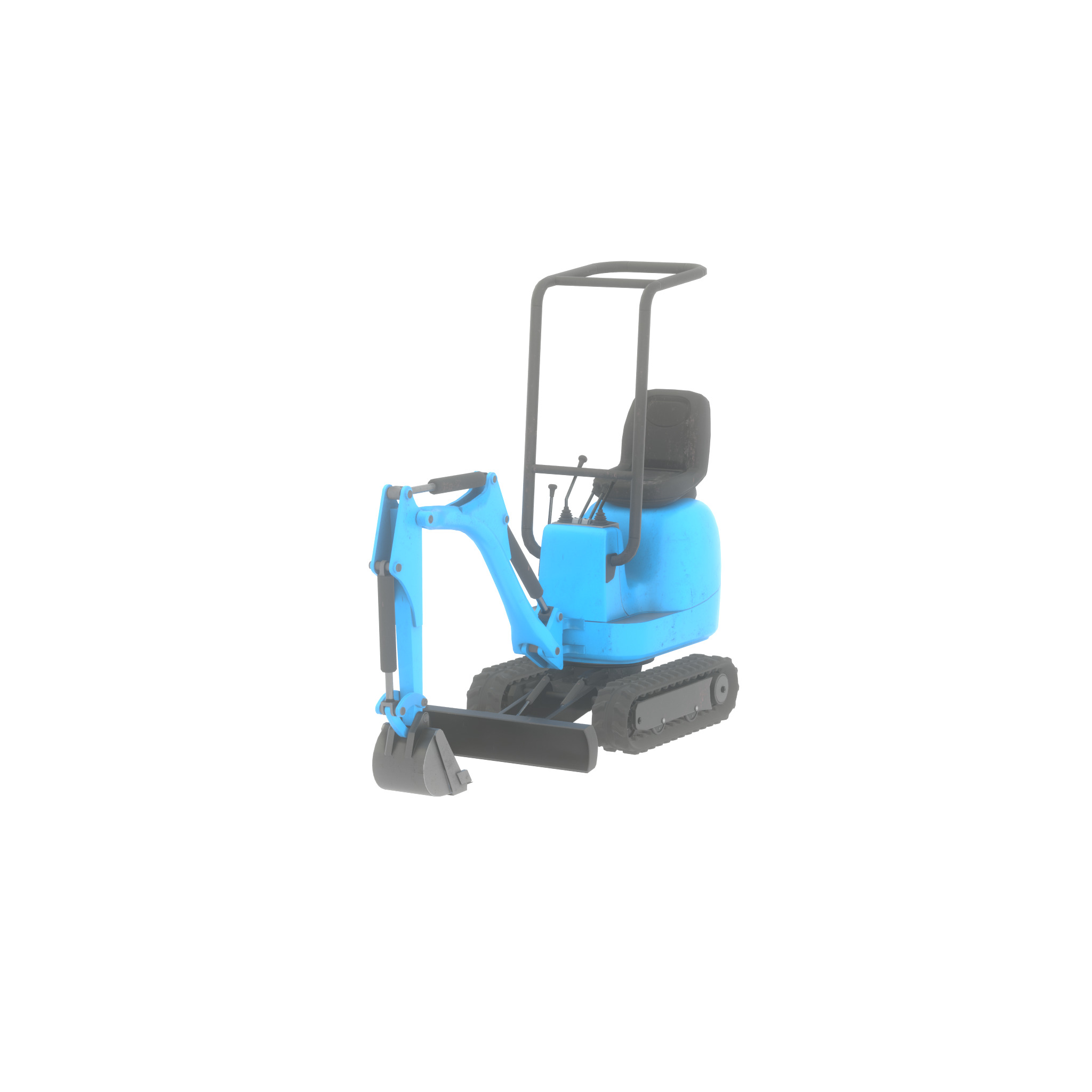 Mini-Digger blue Low-poly 3D model_36