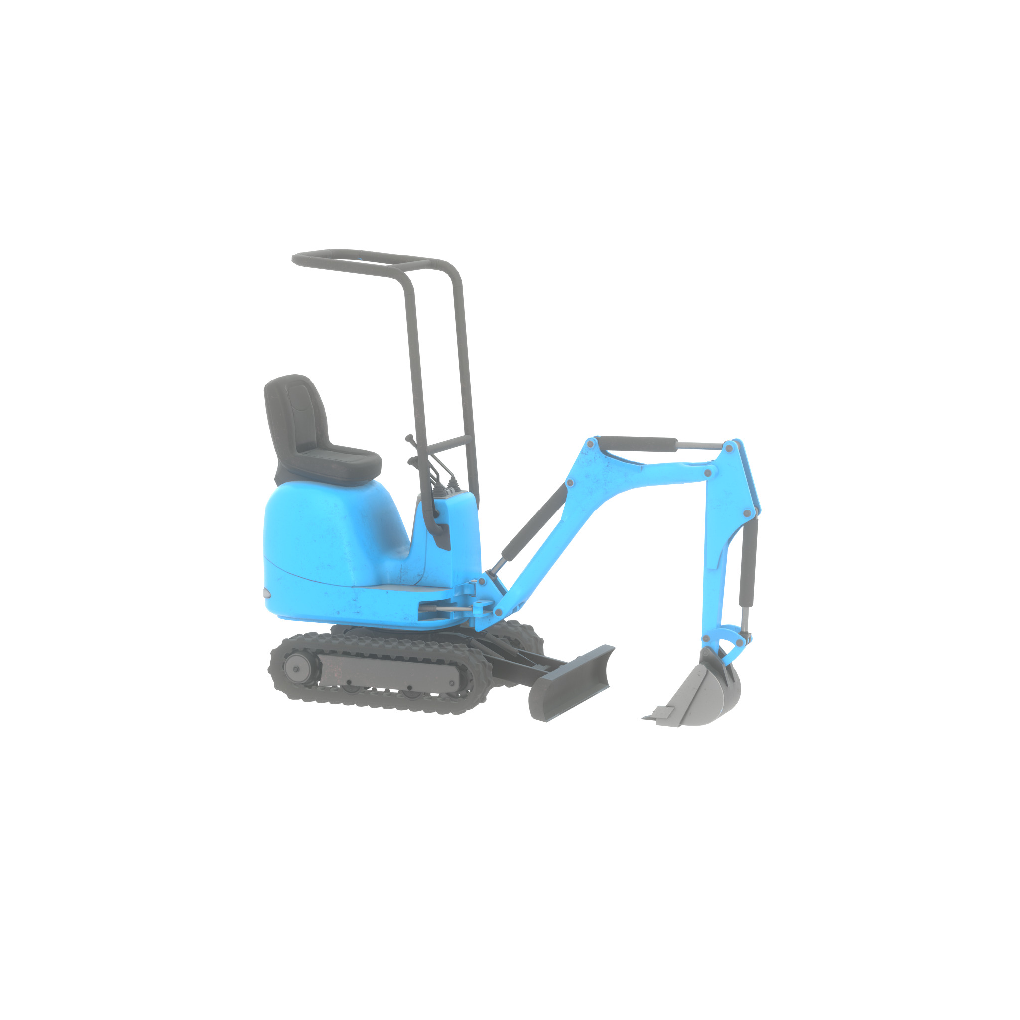 Mini-Digger blue Low-poly 3D model_58