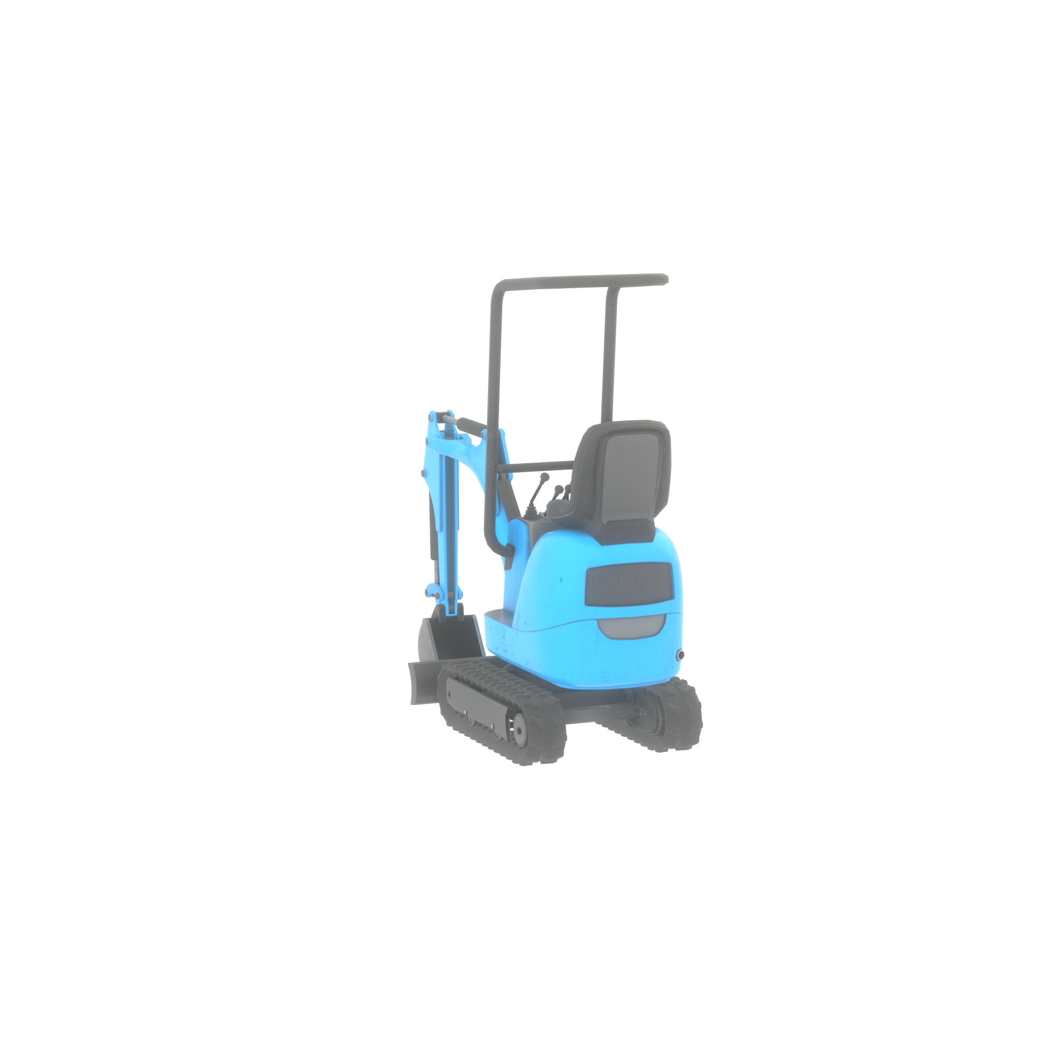 Mini-Digger blue Low-poly 3D model_35