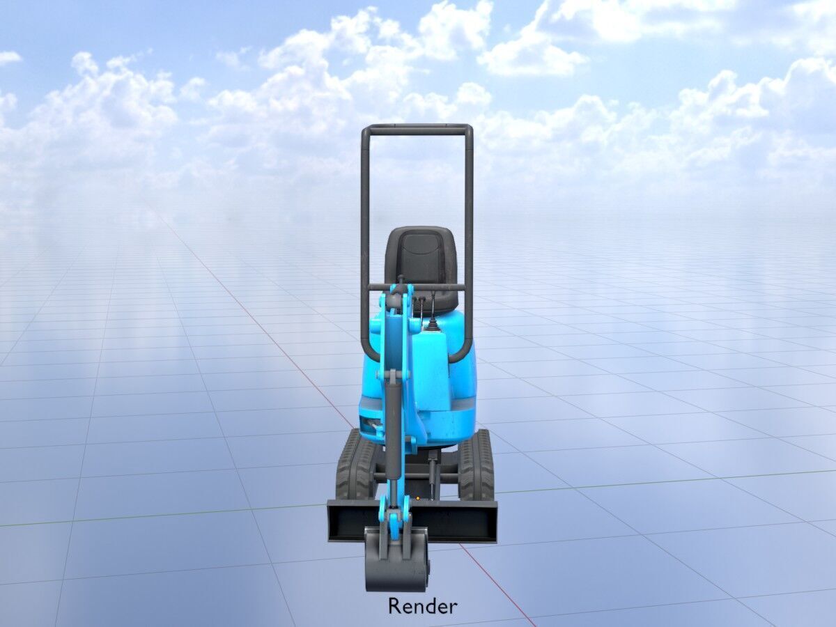 Mini-Digger blue Low-poly 3D model_18