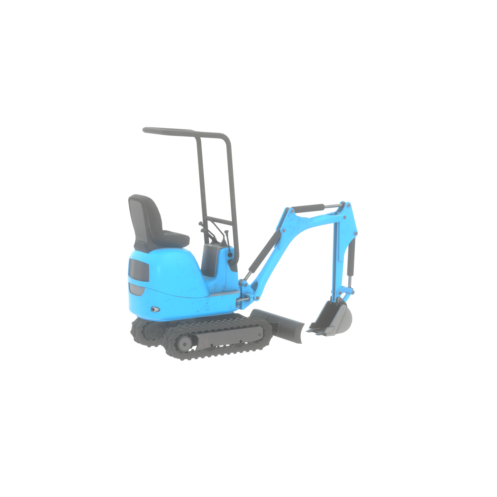 Mini-Digger blue Low-poly 3D model_51