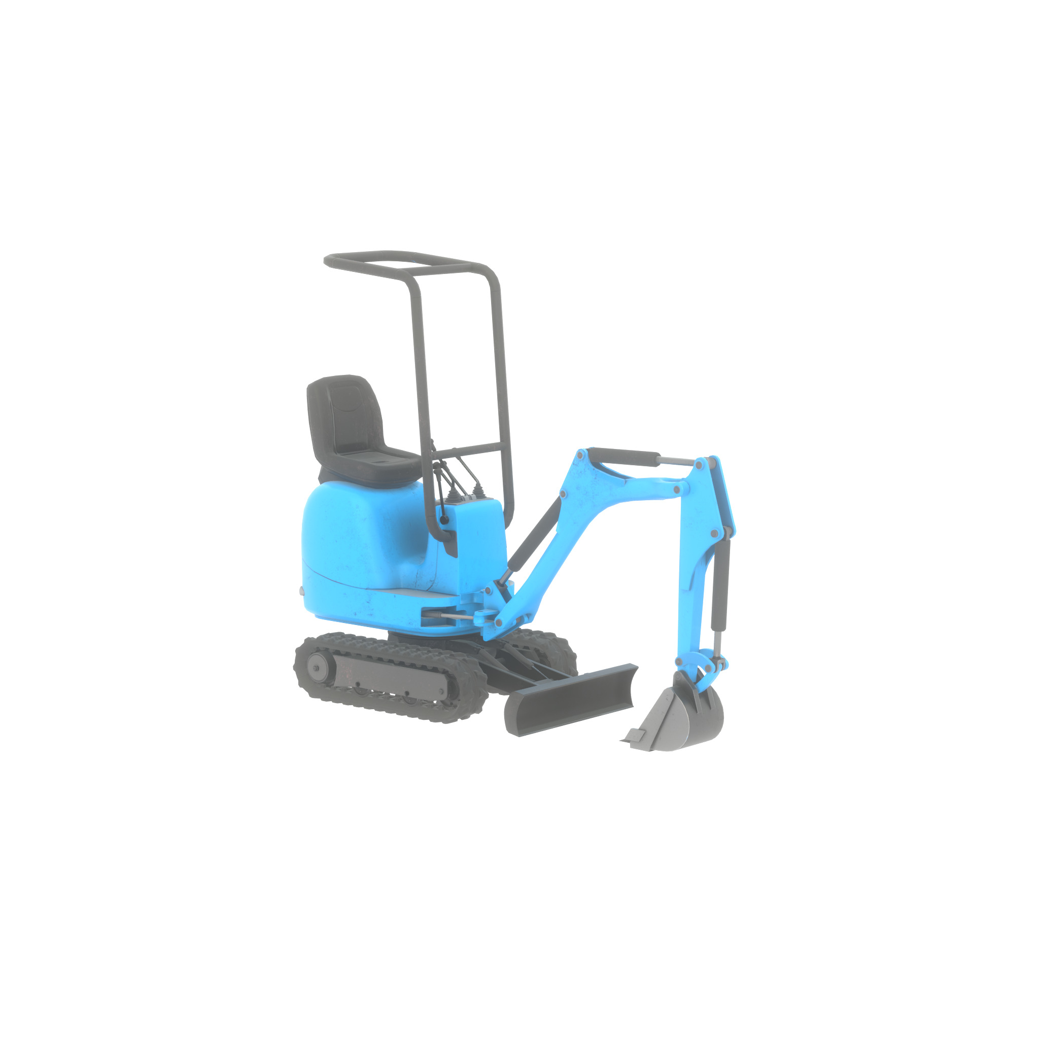 Mini-Digger blue Low-poly 3D model_25
