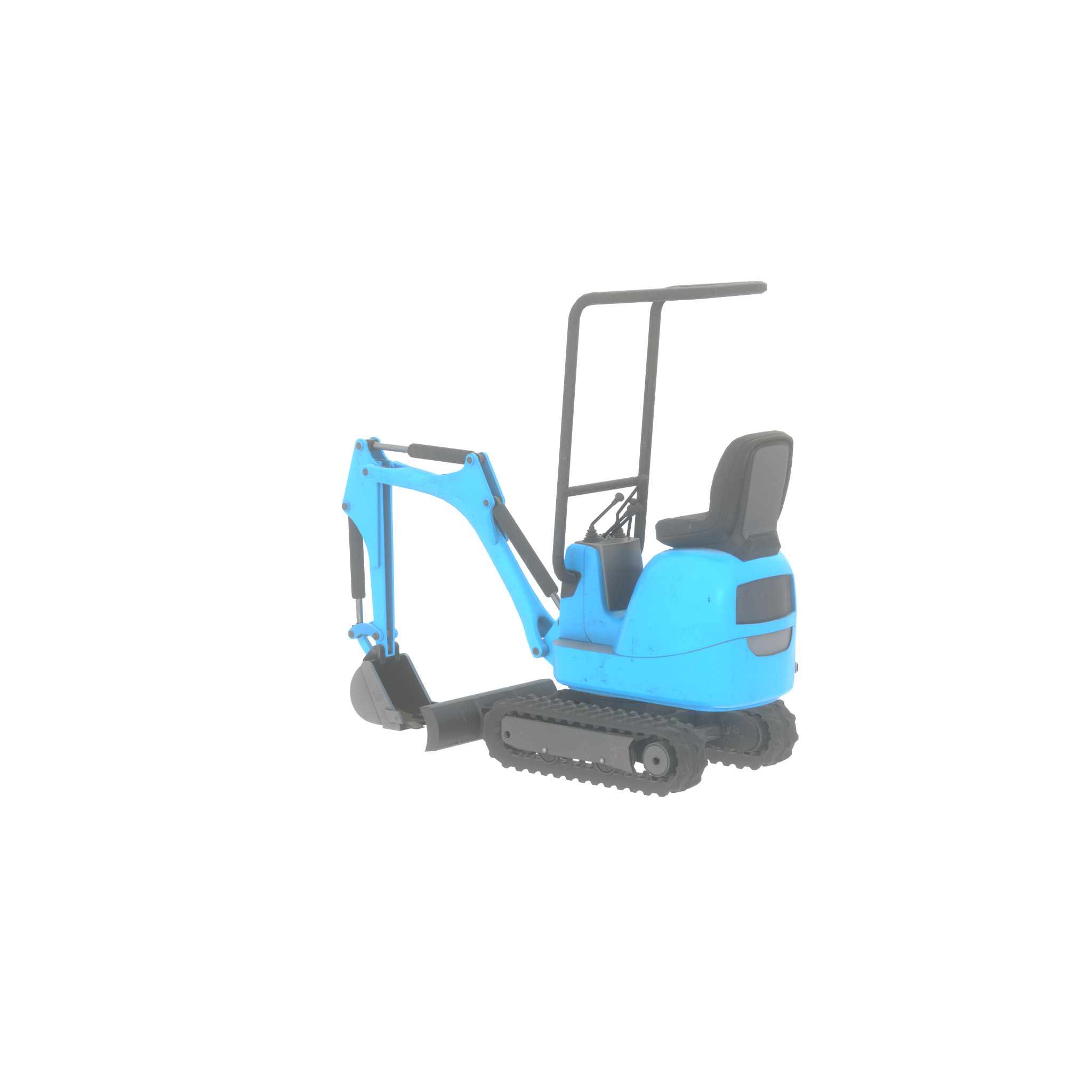 Mini-Digger blue Low-poly 3D model_54