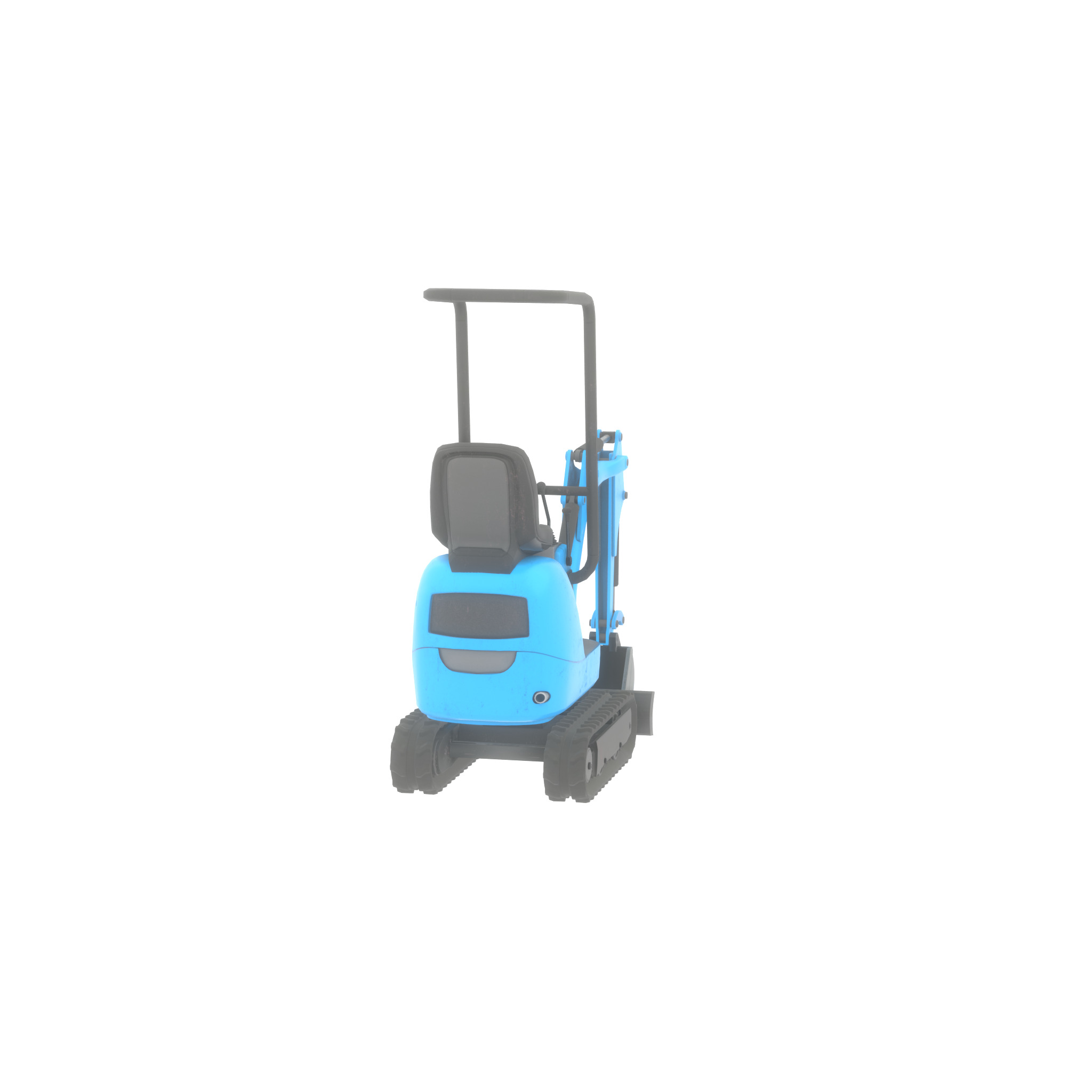 Mini-Digger blue Low-poly 3D model_31