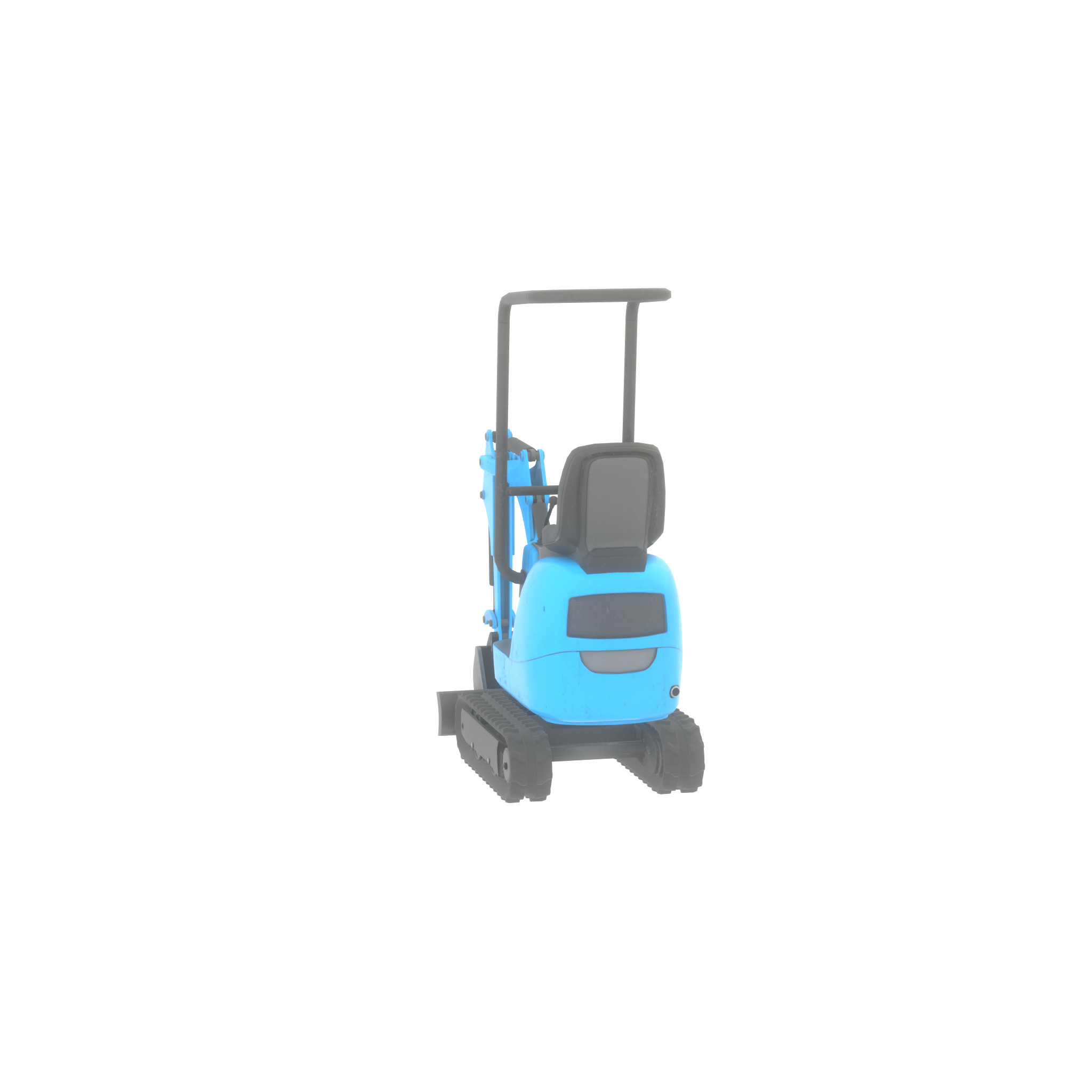 Mini-Digger blue Low-poly 3D model_32