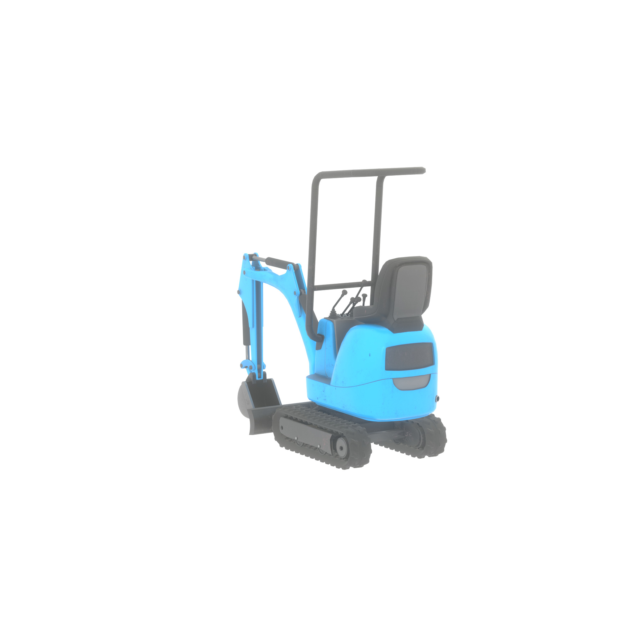 Mini-Digger blue Low-poly 3D model_37