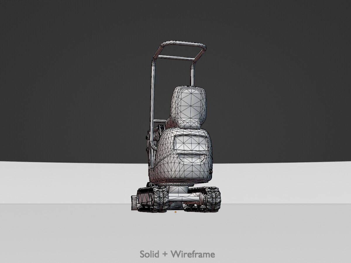 Mini-Digger blue Low-poly 3D model_11