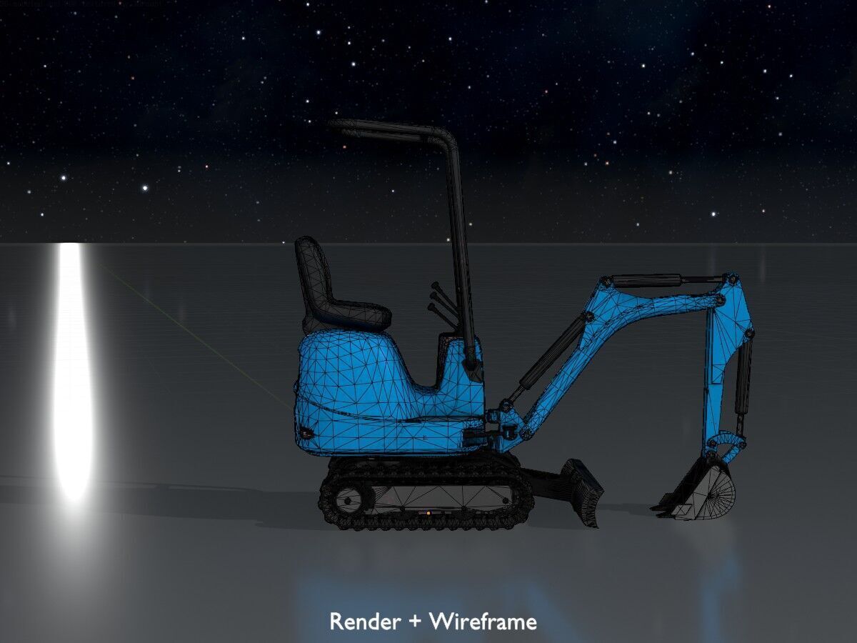 Mini-Digger blue Low-poly 3D model_8