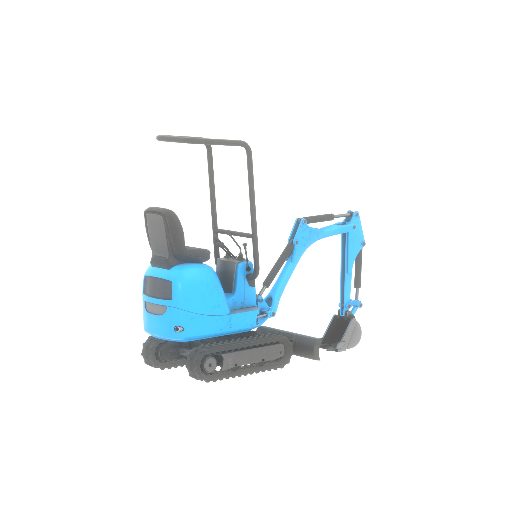 Mini-Digger blue Low-poly 3D model_52